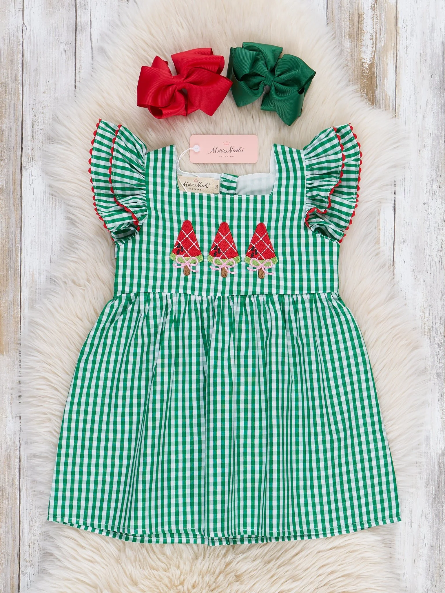 Watermelon Treats Gingham Ruffle Dress - Image 2