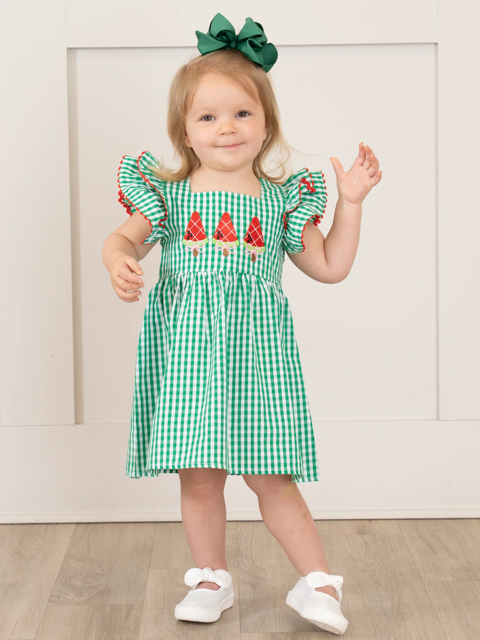 Watermelon Treats Gingham Ruffle Dress - Image 4