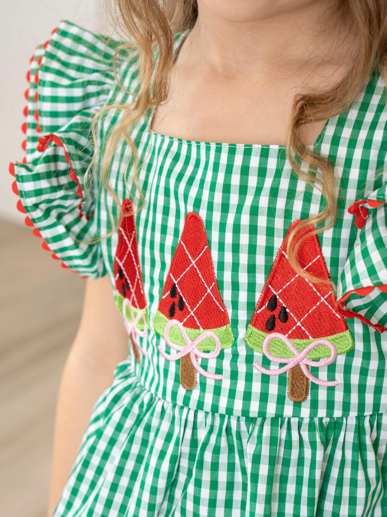 Watermelon Treats Gingham Ruffle Outfit - Image 3