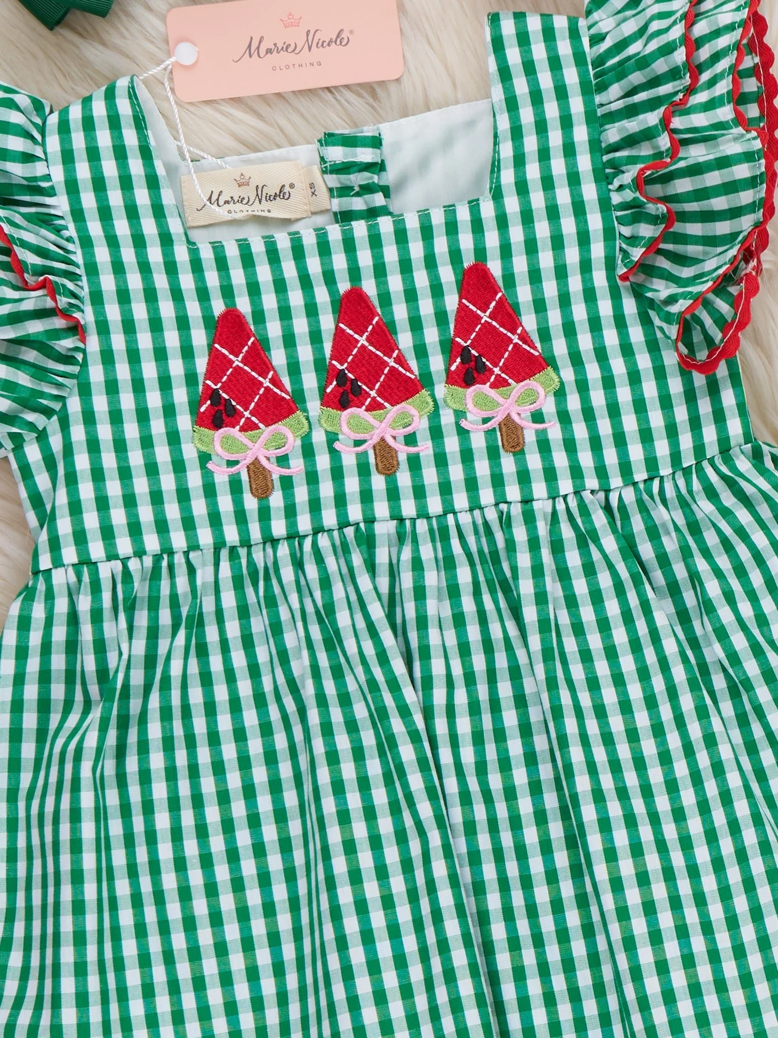 Watermelon Treats Gingham Ruffle Outfit - Image 4