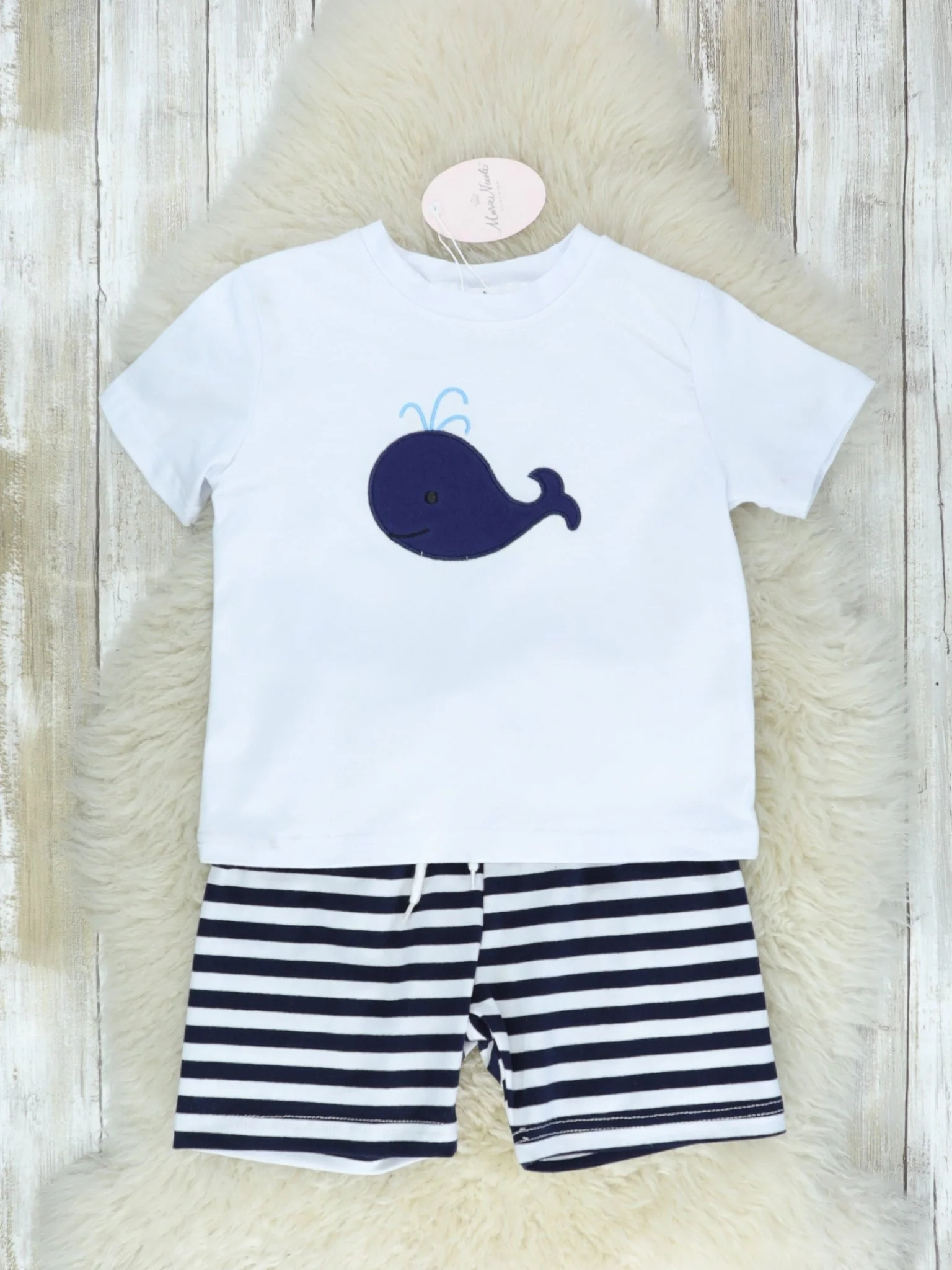 Navy Striped Whale Outfit