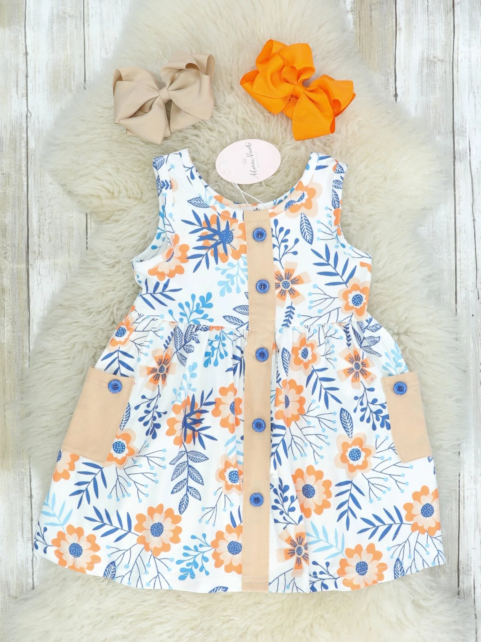 White Floral Pocket Dress