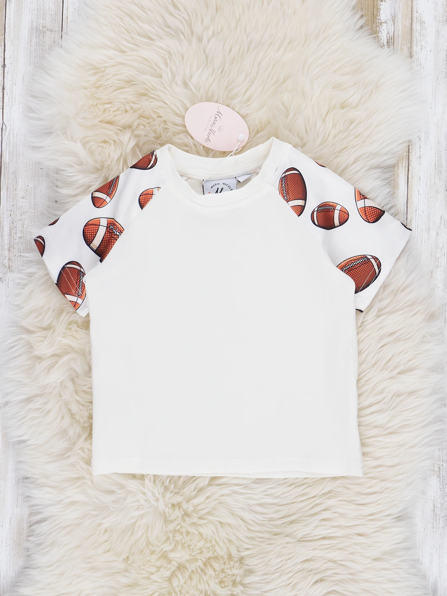 White Football Time Raglan Shirt