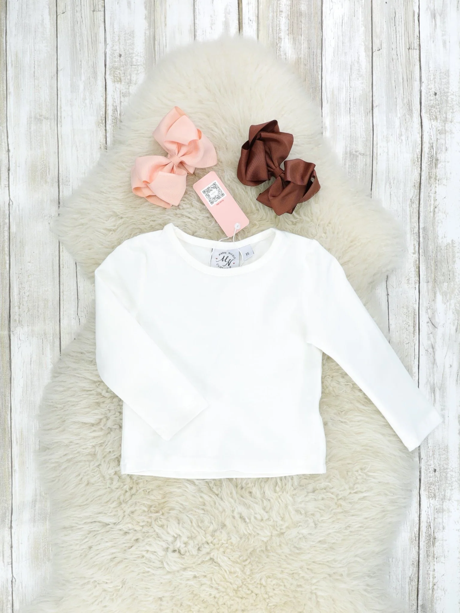 White Top & Chambray Reindeer Ruffle Dress - Image 2