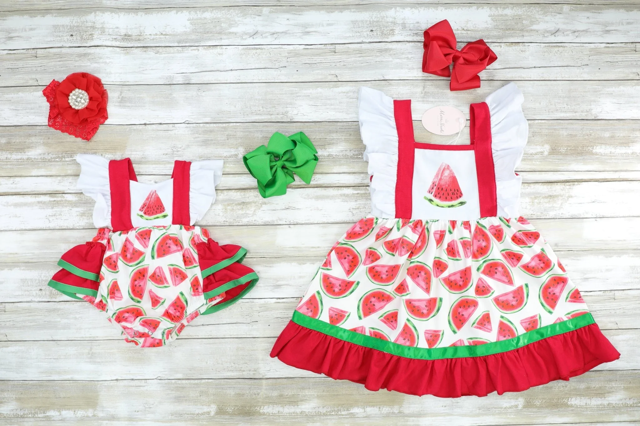 White Watermelon Ruffle Bubble Romper - Image 3