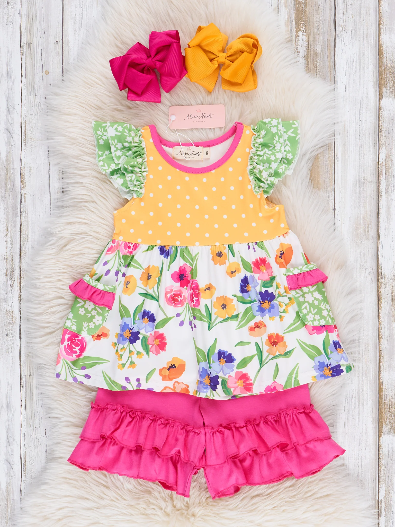 Wildflowers & Polka Dots Ruffle Shorts Outfit - Image 2