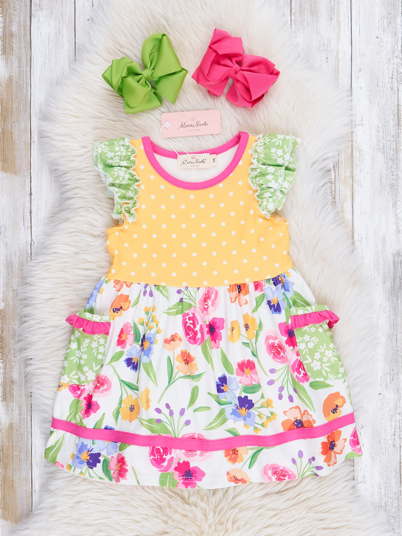 Wildflowers & Yellow Dots Ruffle Dress - Image 2