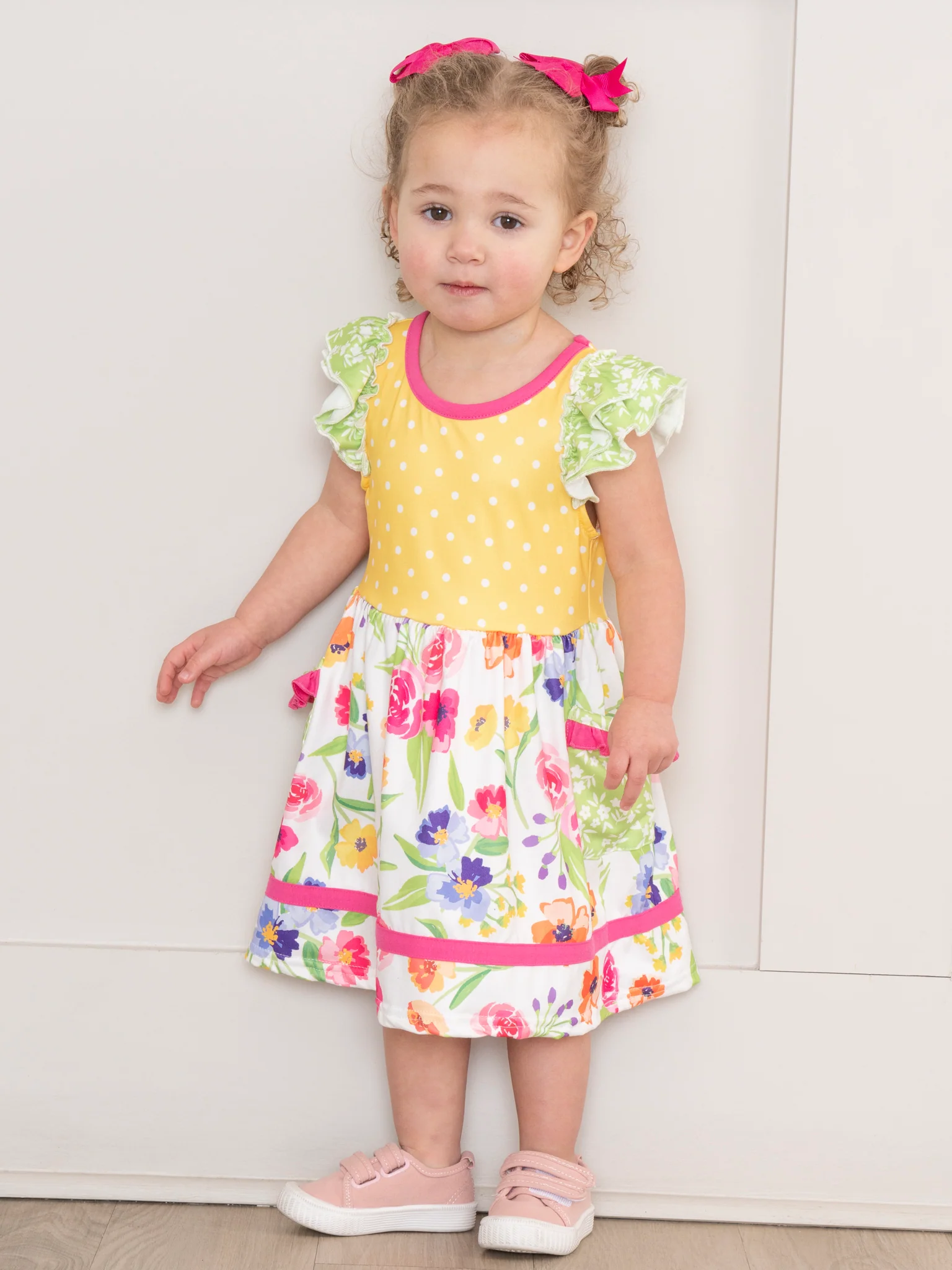 Wildflowers & Yellow Dots Ruffle Dress - Image 3