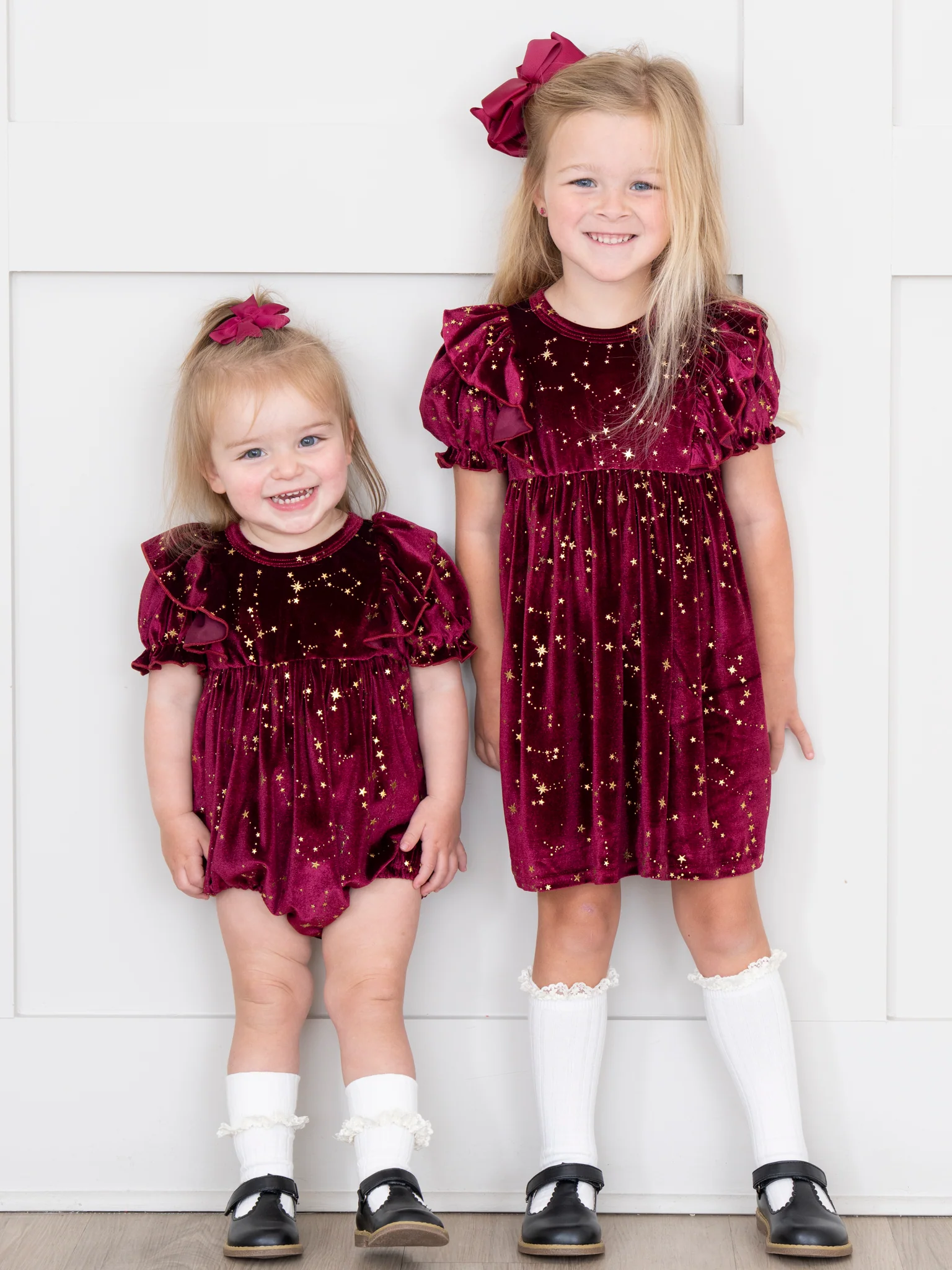 Wine Starry Night Velvet Bubble Romper - Image 4