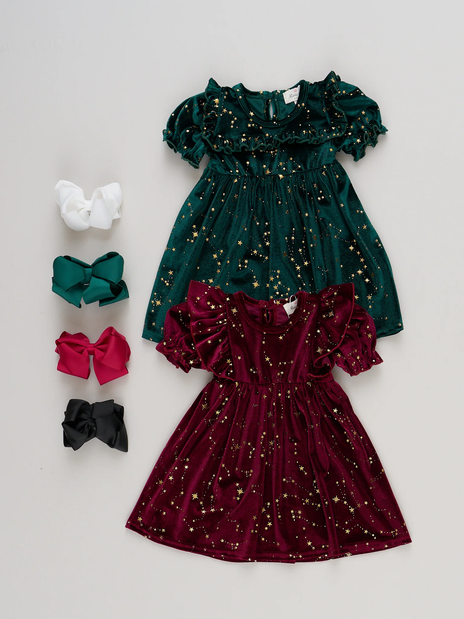 Wine Starry Night Velvet Ruffle Dress - Image 6
