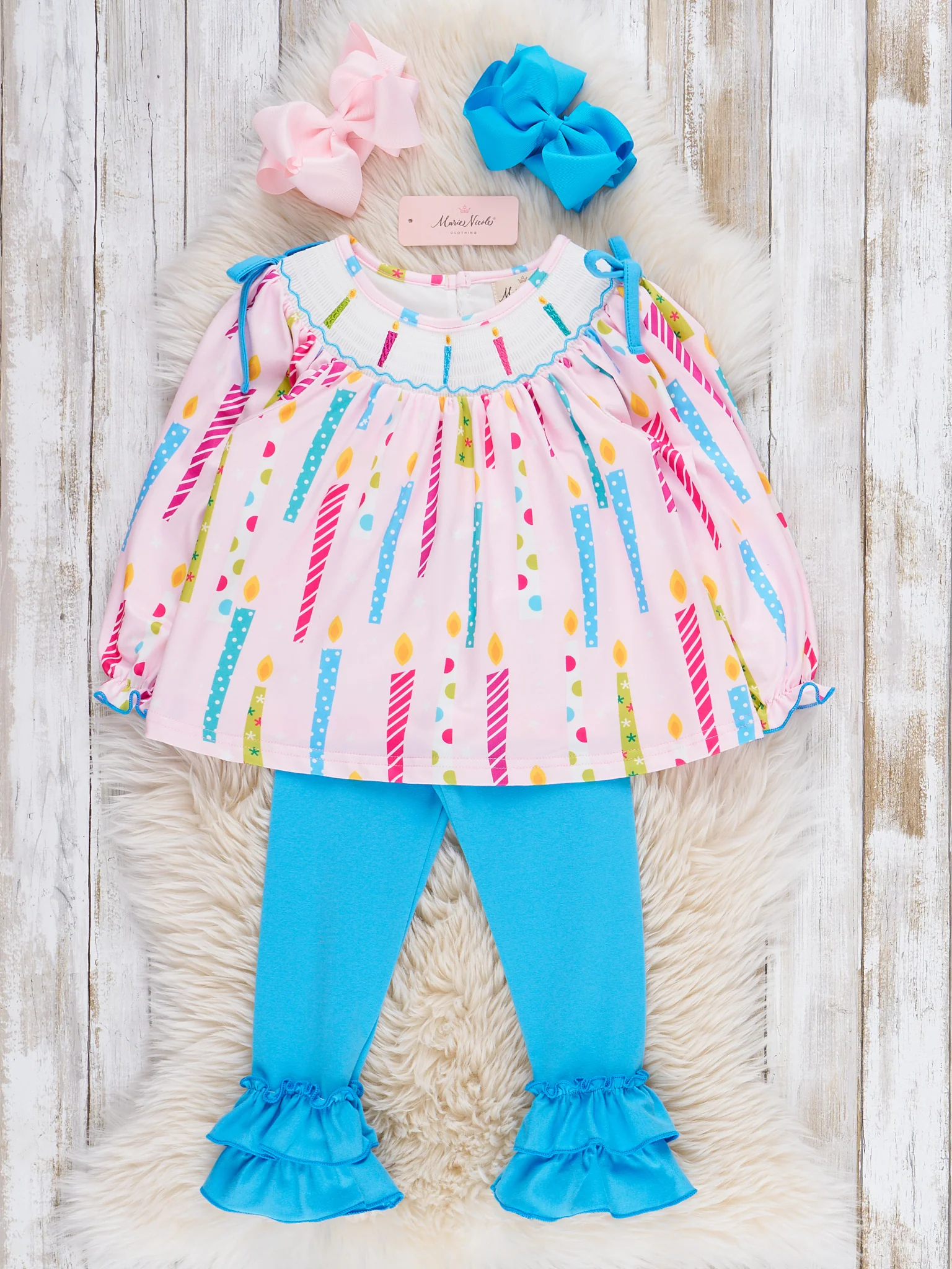 Wish Upon a Candle Smocked Ruffle Outfit - Image 2