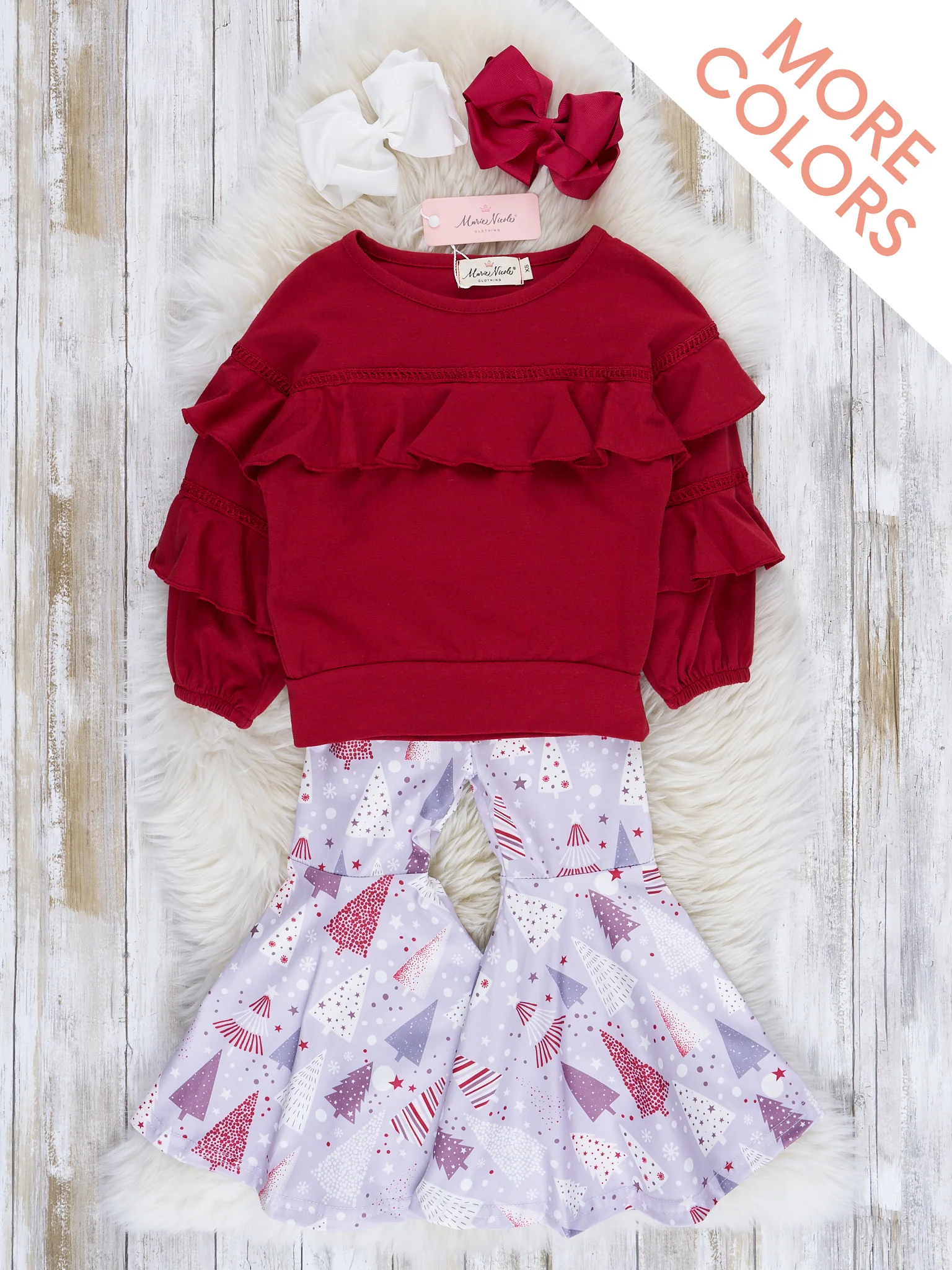 Wonderful Christmas Time Ruffle Bell Bottom Outfit - Image 7