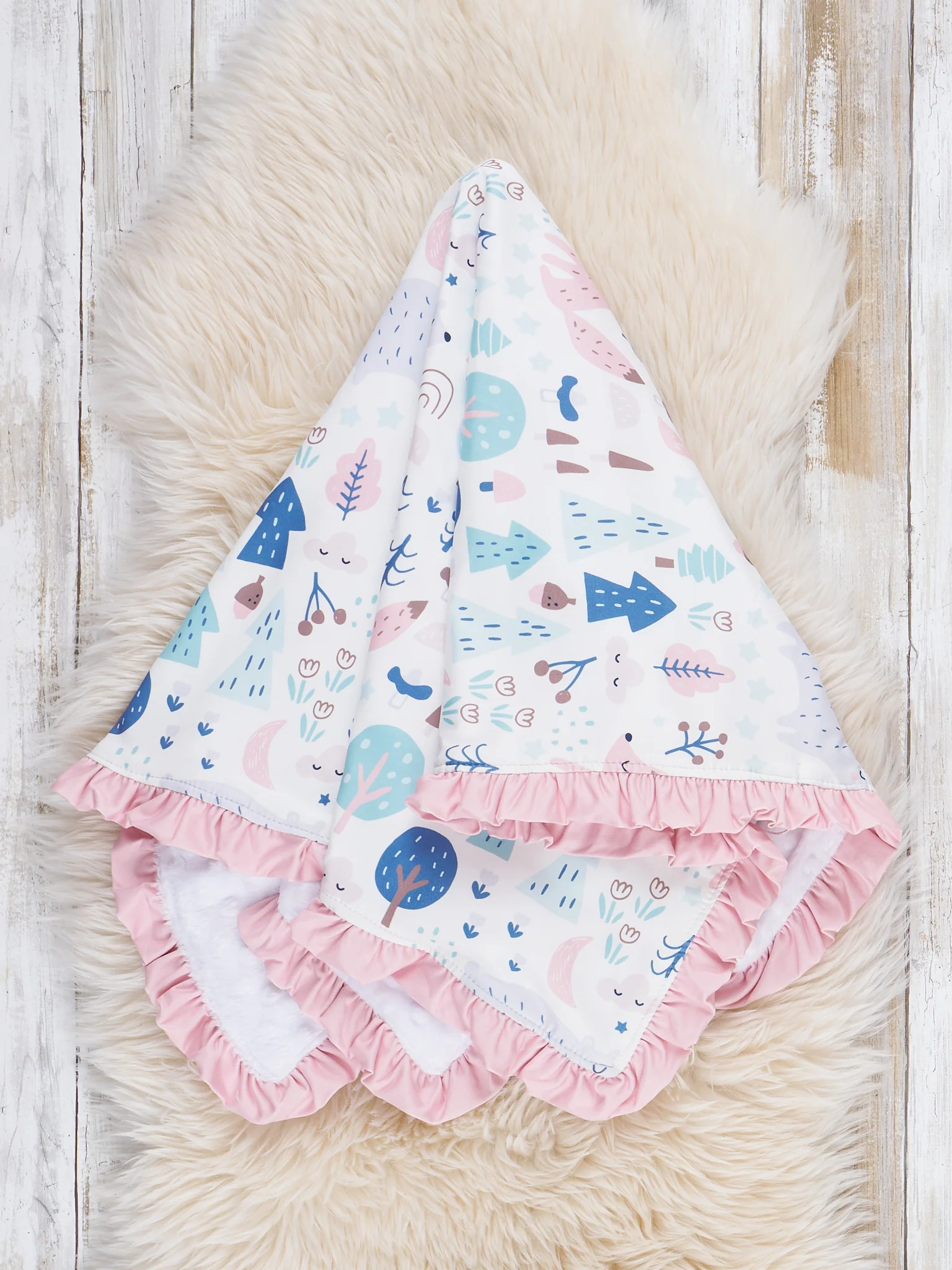 Woodland Whimsy Ruffle Blanket