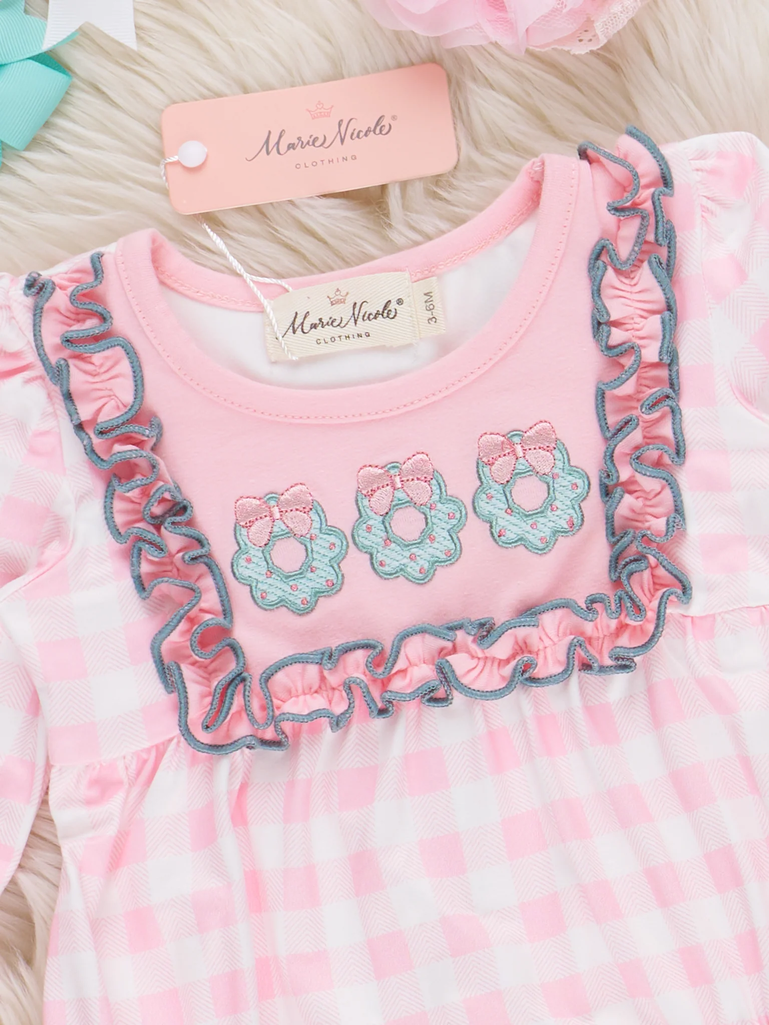 Wreathed in Love Embroidered Ruffle Bubble Romper - Image 3