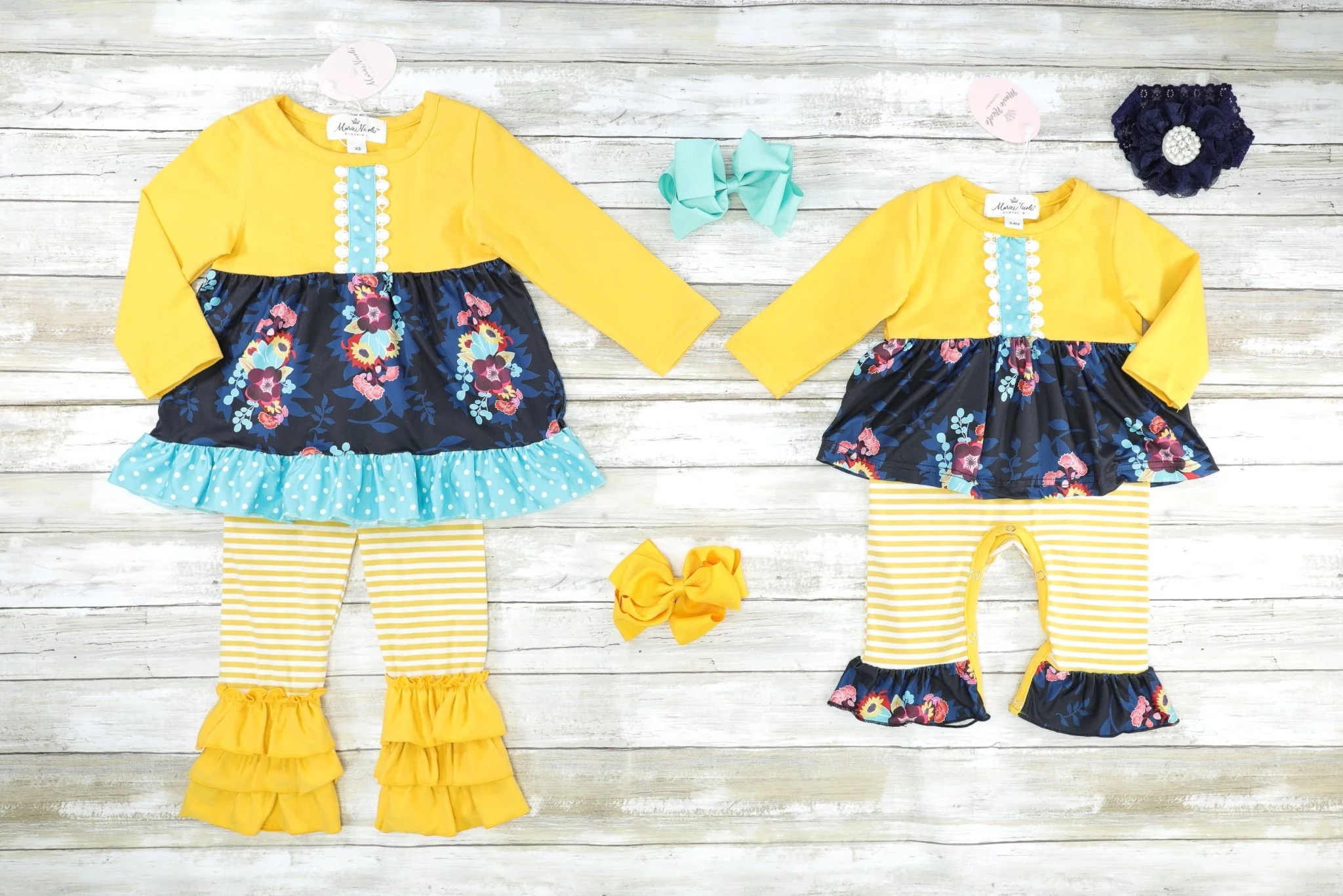 Yellow & Blue Floral Ruffle Outfit - Image 3