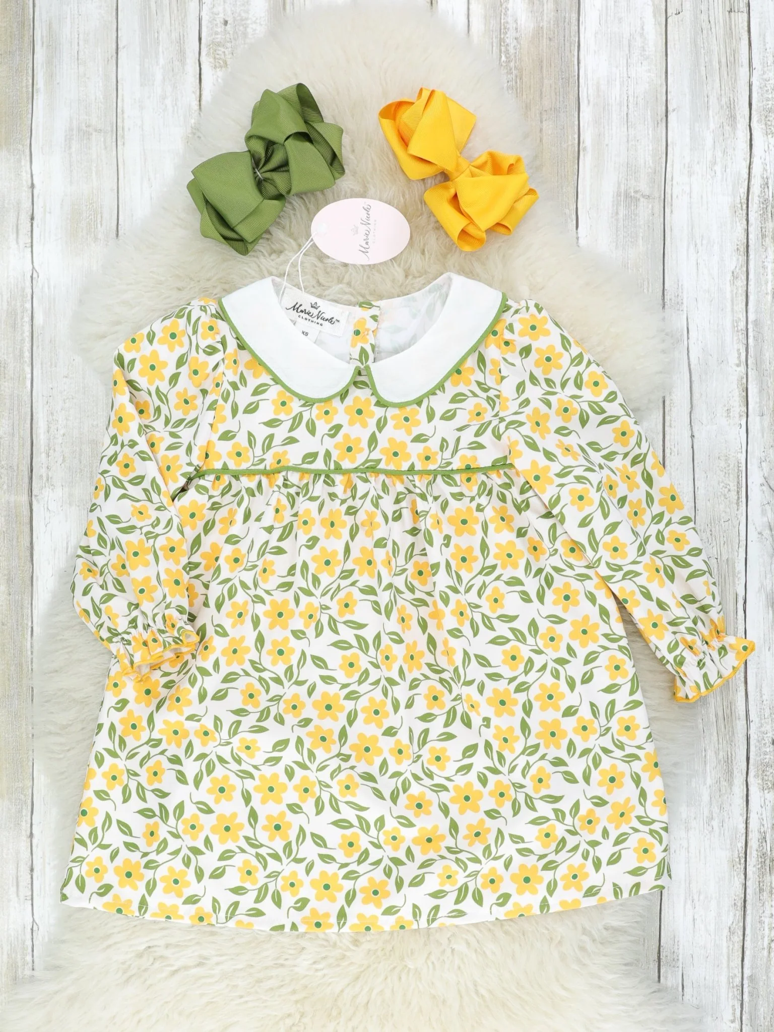 Yellow & Green Vintage Floral Dress