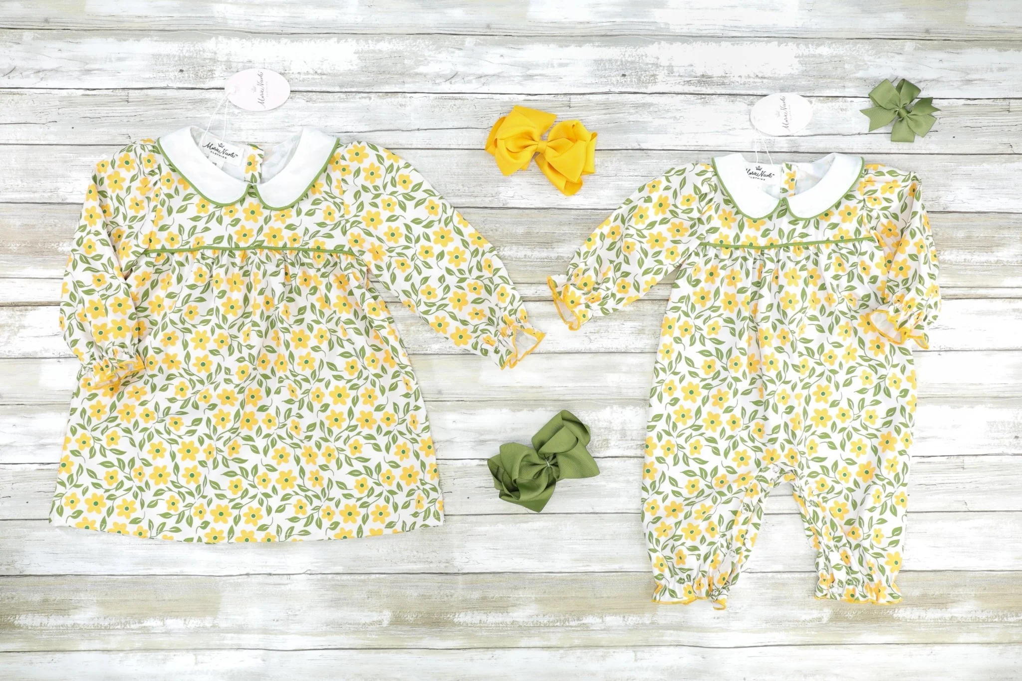 Yellow & Green Vintage Floral Dress - Image 2