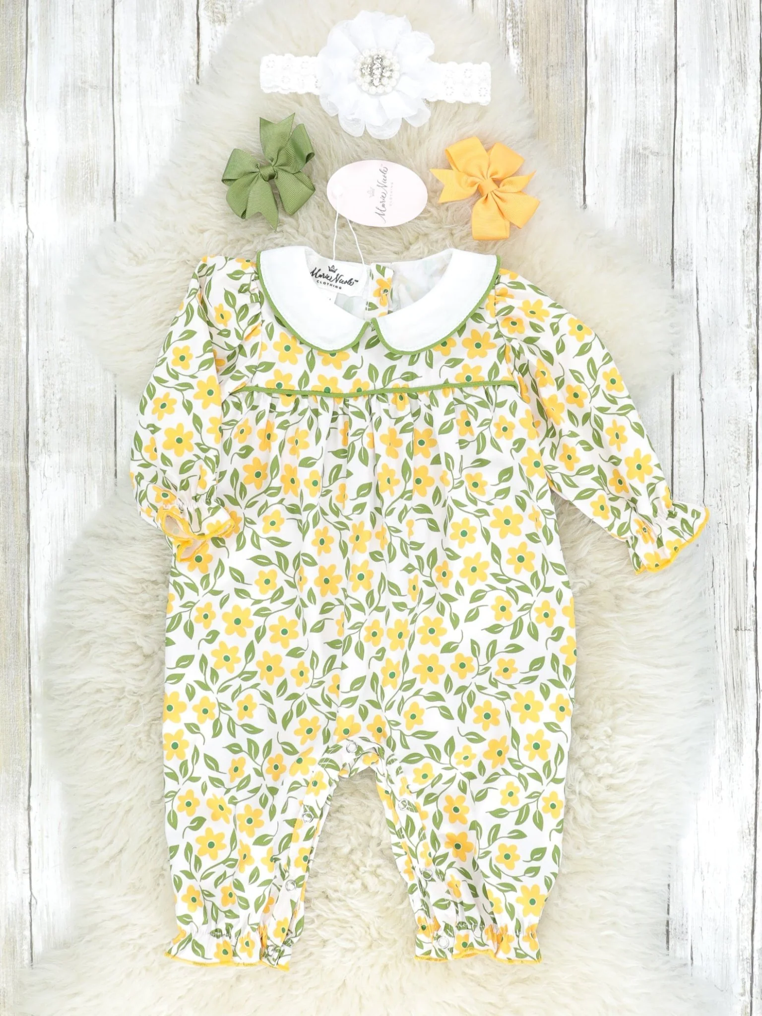 Yellow & Green Vintage Floral Romper