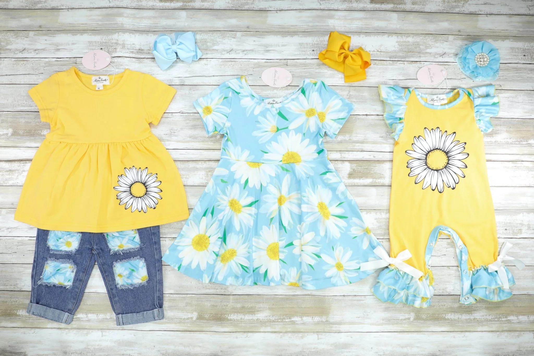 Yellow & Blue Flower Tunic & Denim Outfit - Image 3