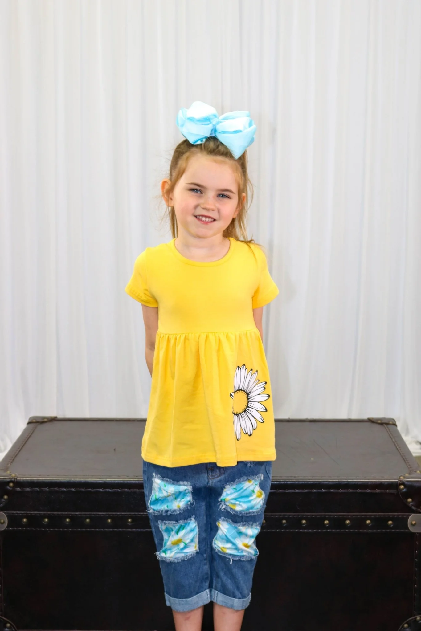 Yellow & Blue Flower Tunic & Denim Outfit - Image 4