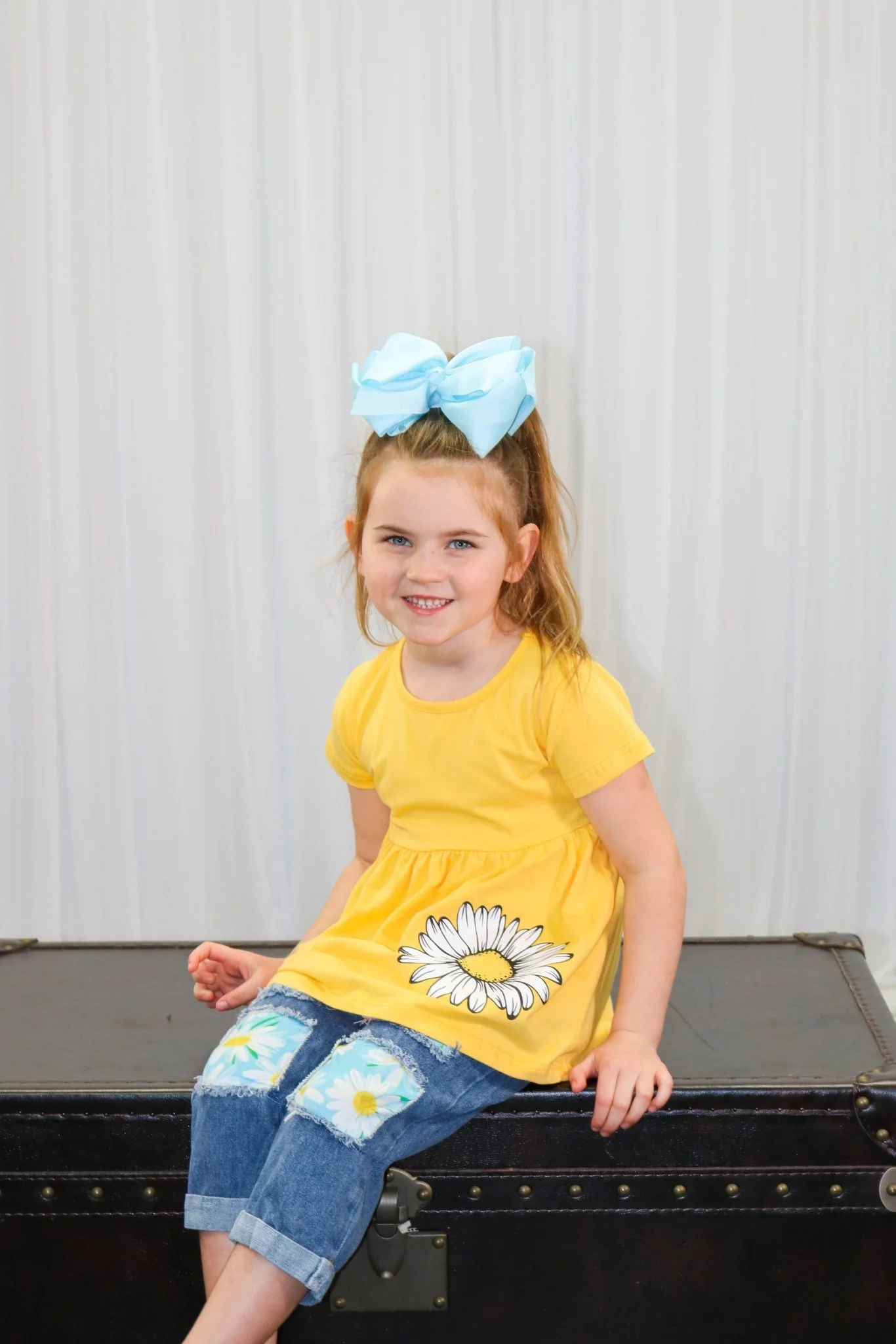 Yellow & Blue Flower Tunic & Denim Outfit - Image 5