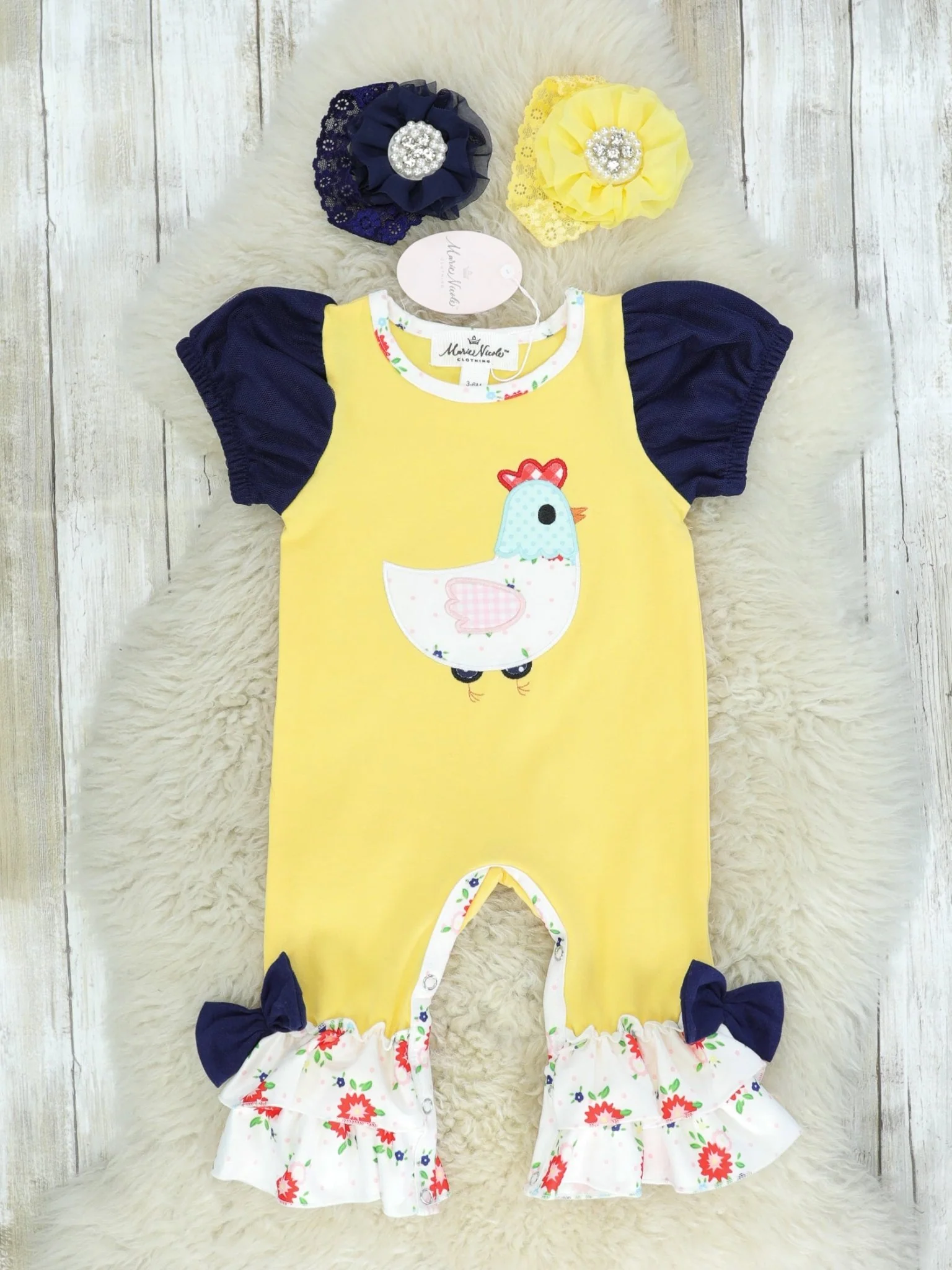 Yellow Chicken Ruffle Romper