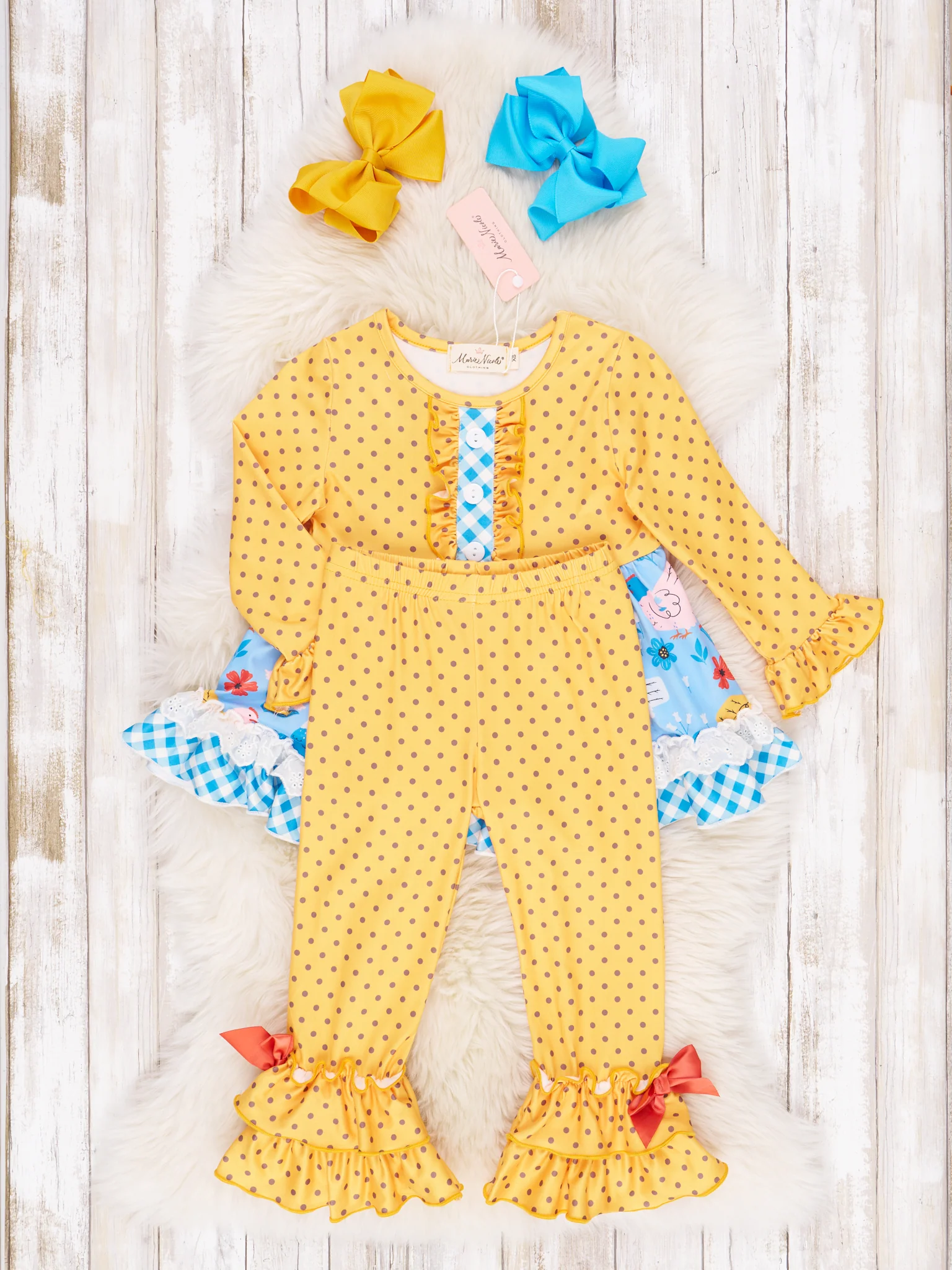 Yellow Dot Chicken Ruffle Outfit - Image 2