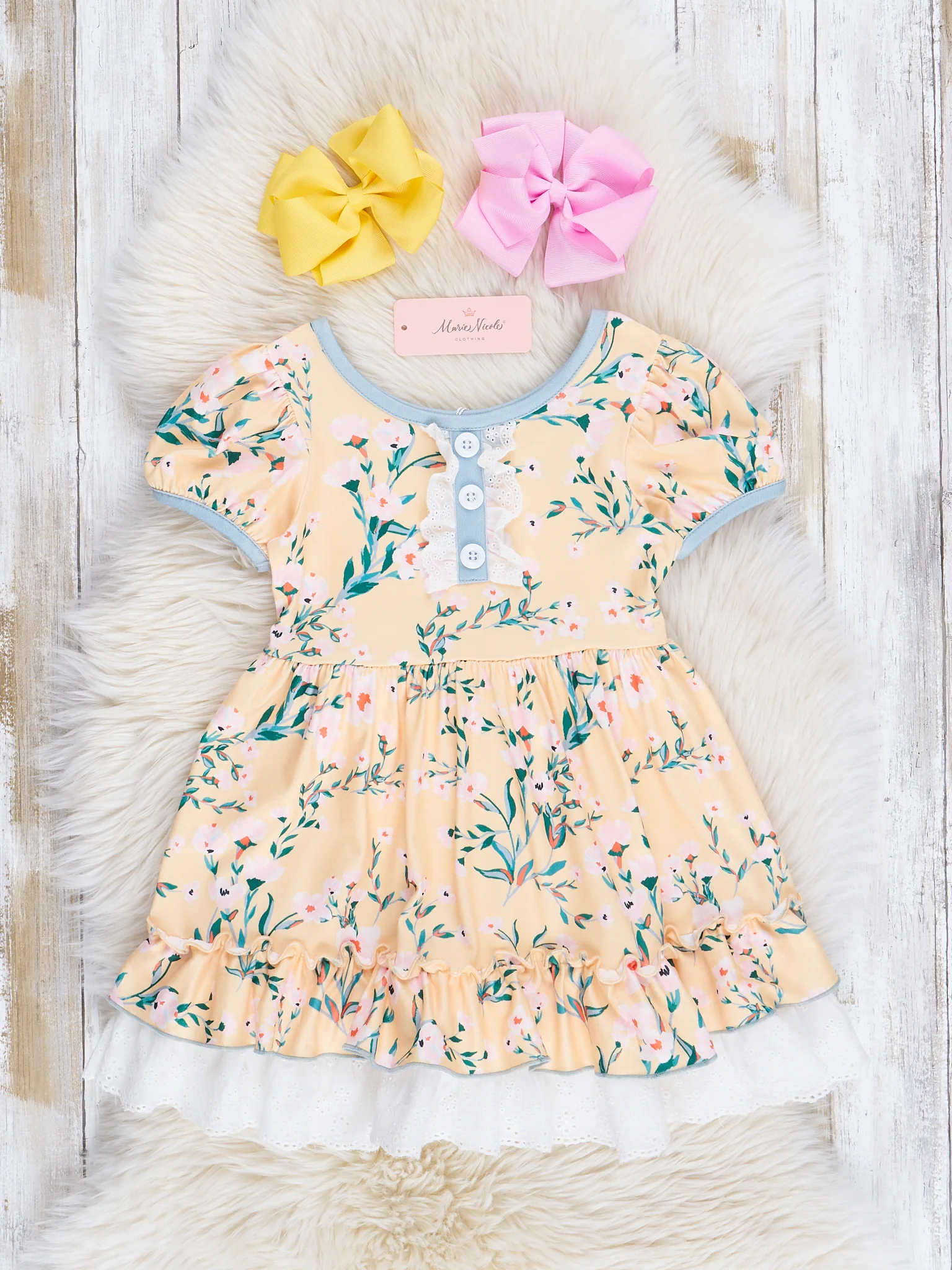 Yellow Garden Lace Hem Dress