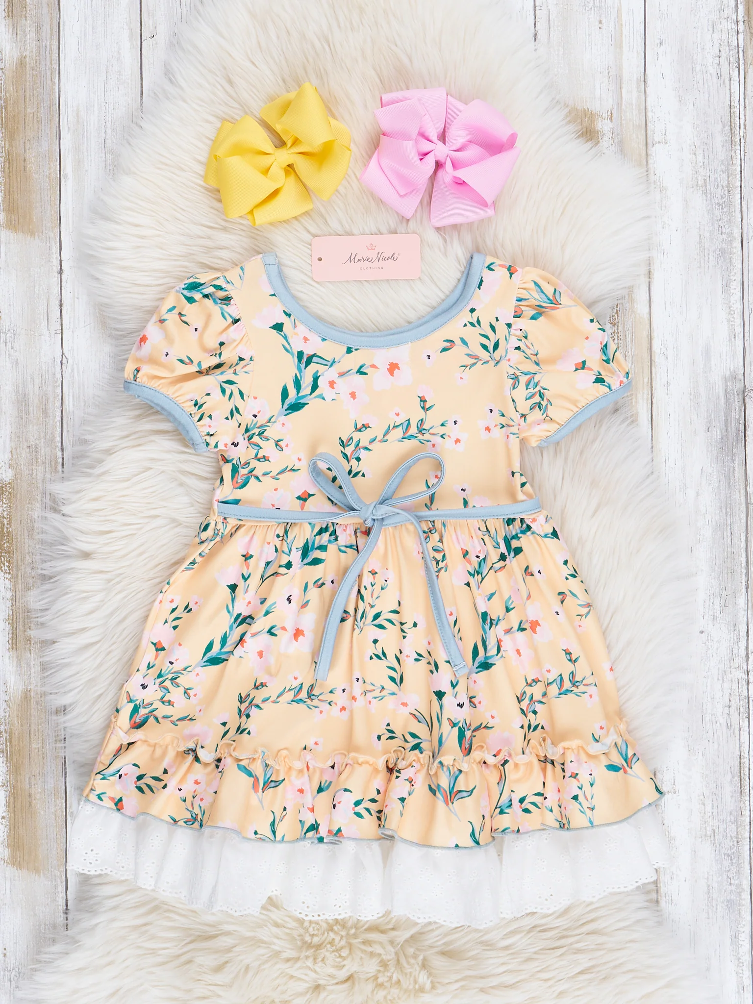 Yellow Garden Lace Hem Dress - Image 2
