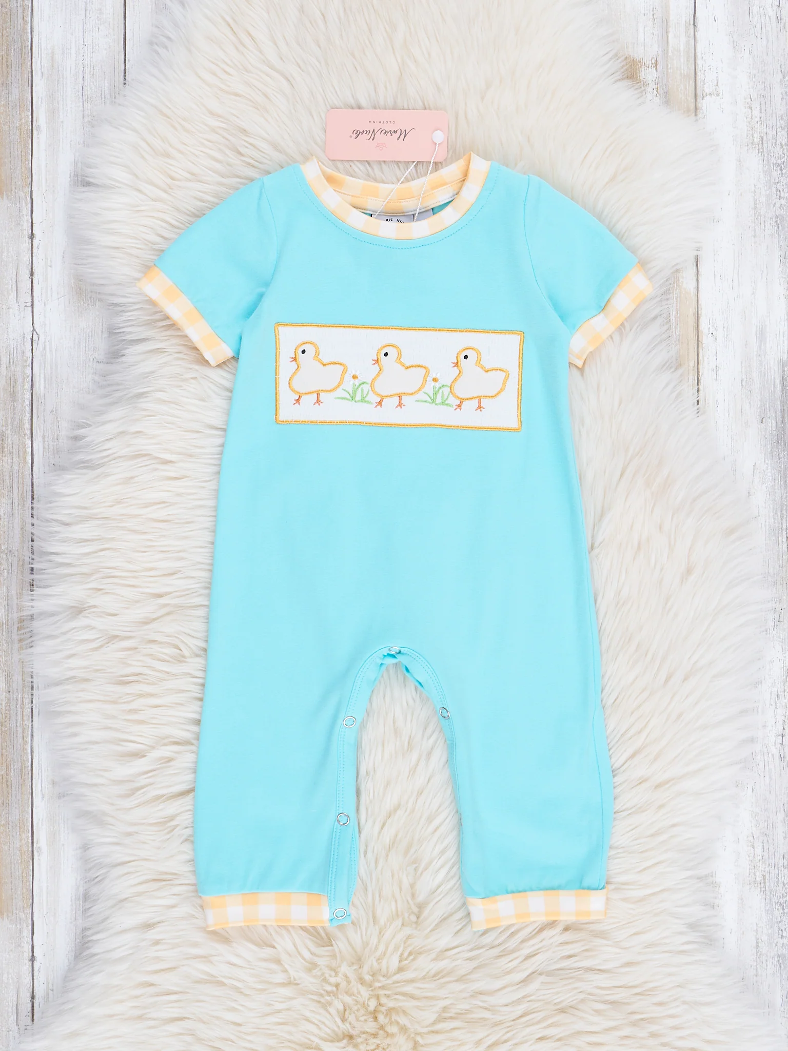 Yellow Gingham Chick Romper