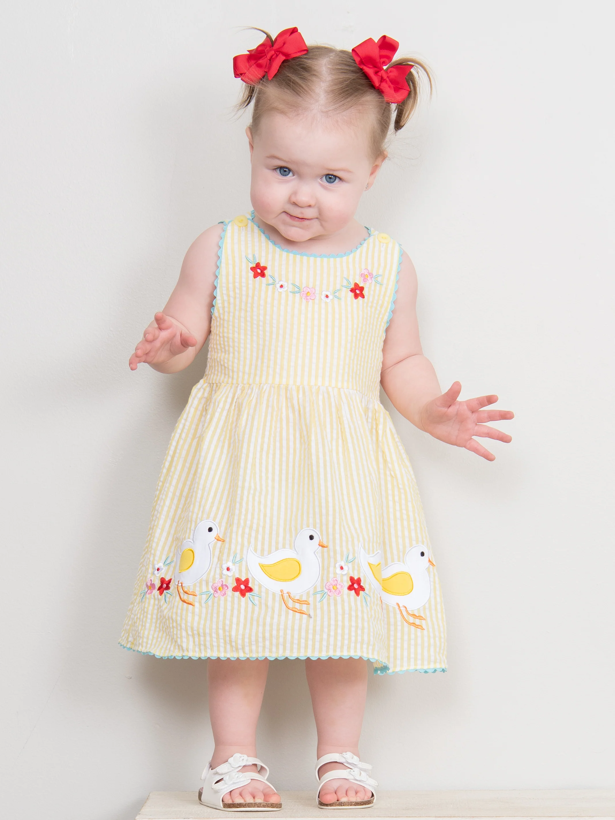 Yellow Gingham Floral Duck Dress