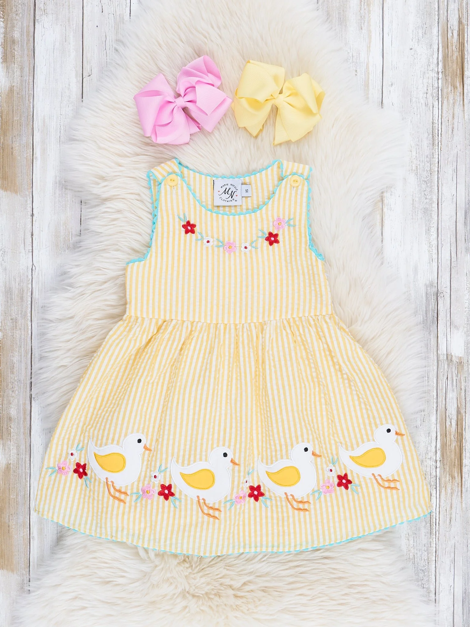 Yellow Gingham Floral Duck Dress - Image 2