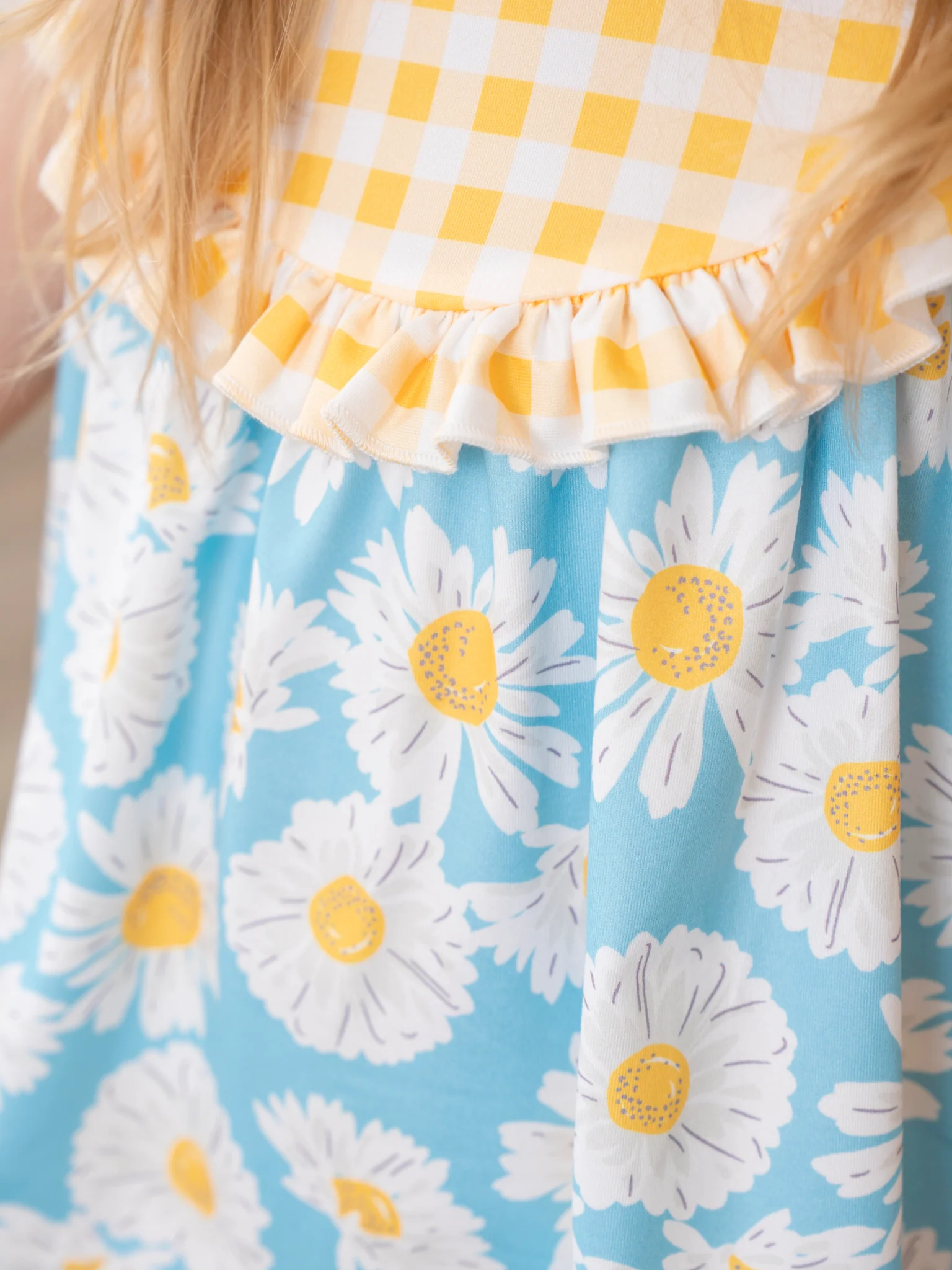 Yellow Gingham Floral Ruffle Outfit - Image 5