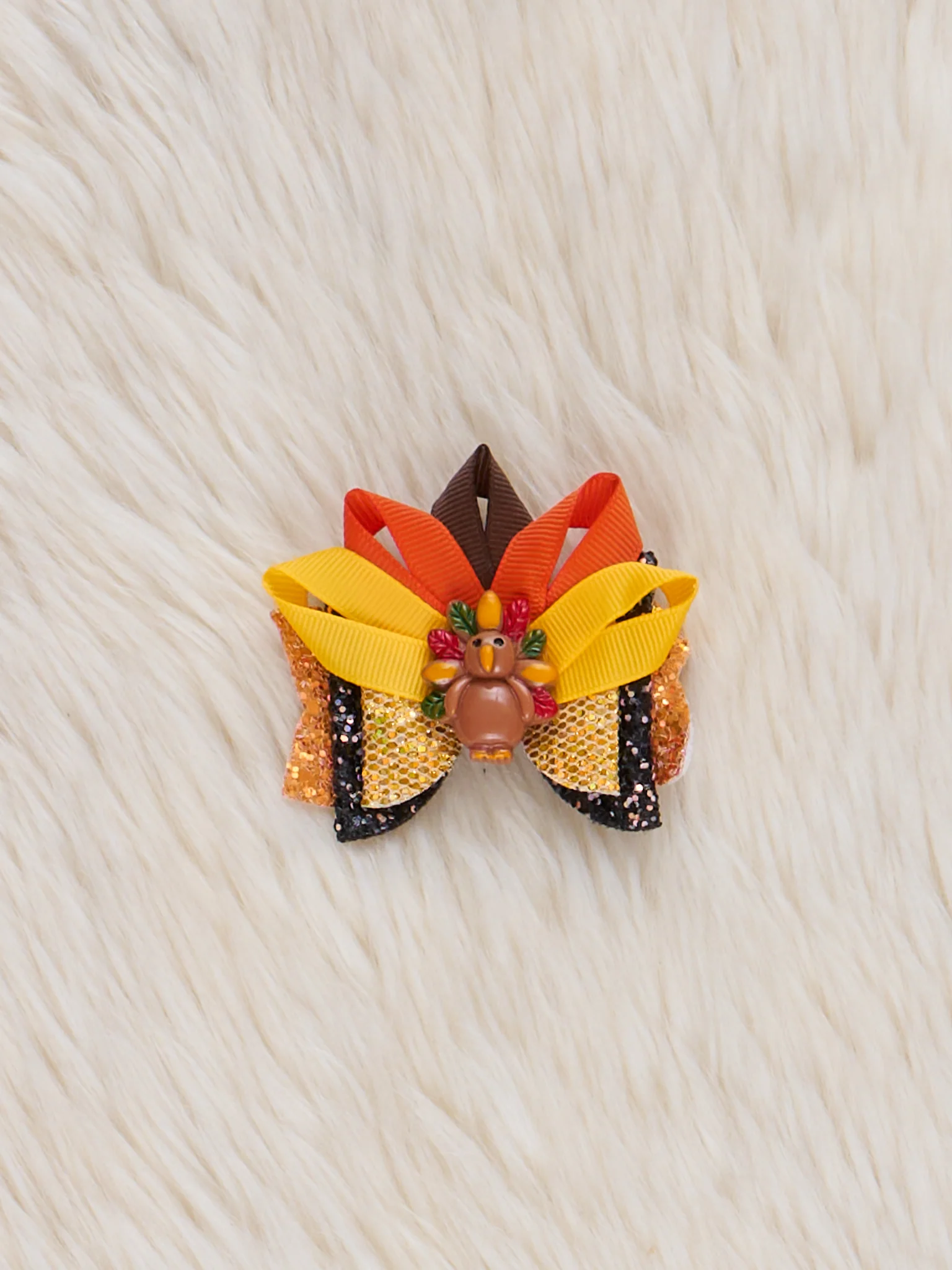 Yellow & Gold Sparkle Turkey Bow