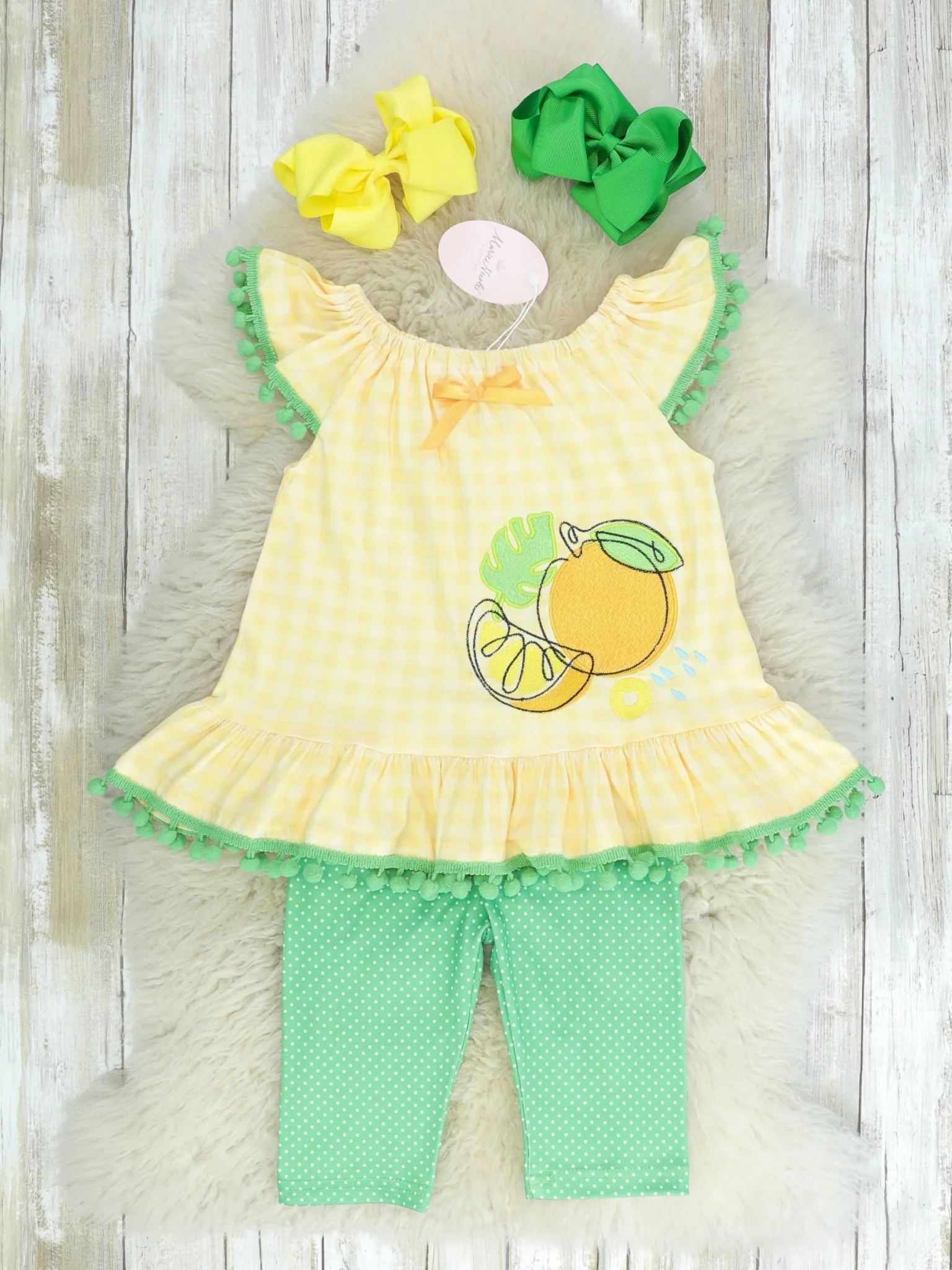 Yellow & Green Lemons Ruffle Outfit