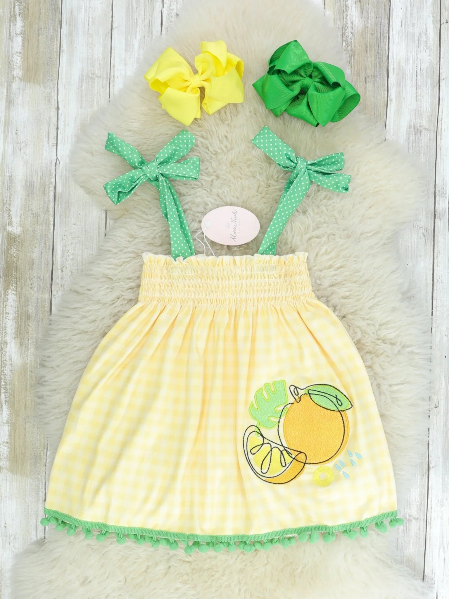 Yellow & Green Lemons Tie Dress