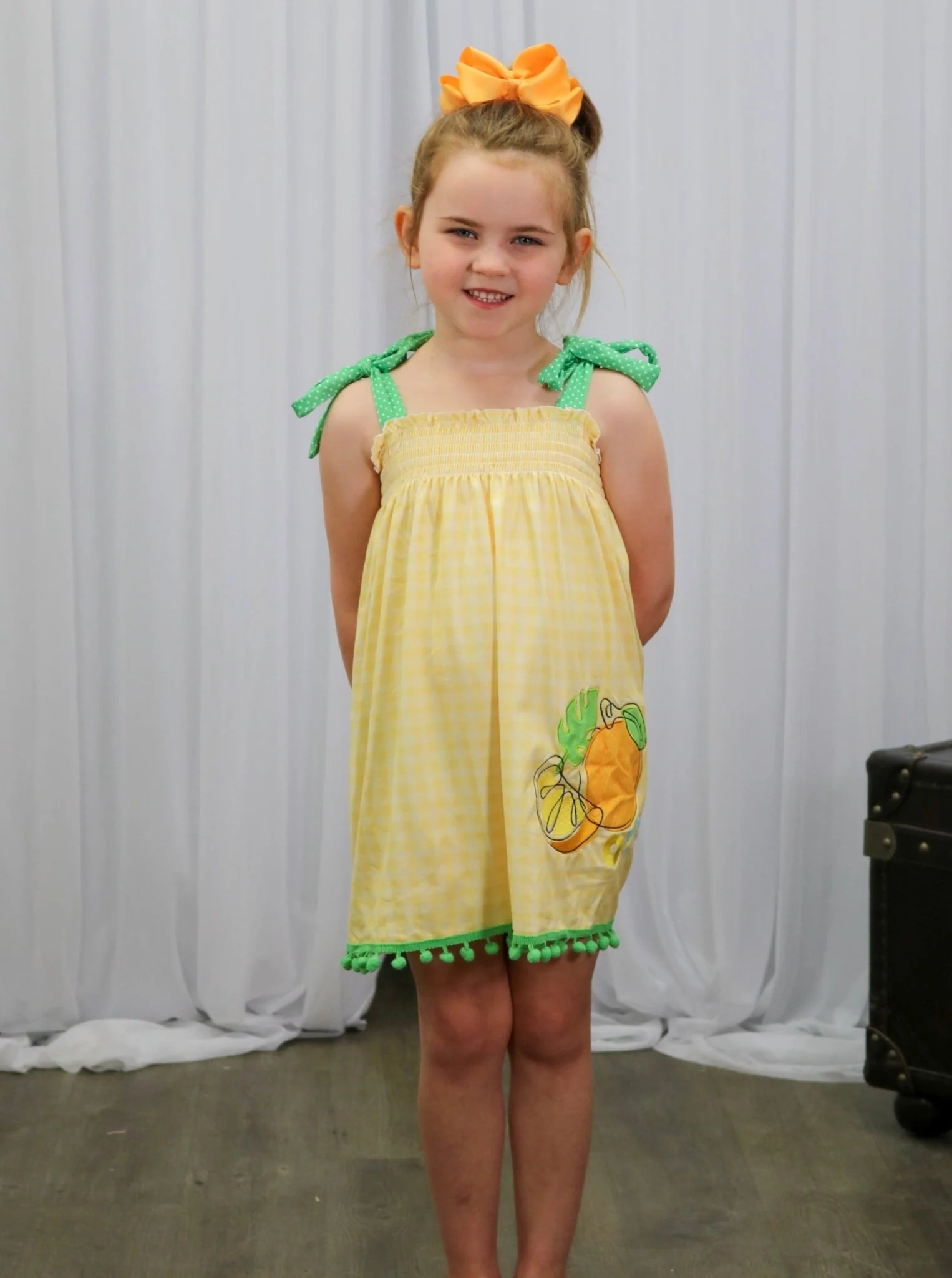 Yellow & Green Lemons Tie Dress - Image 3