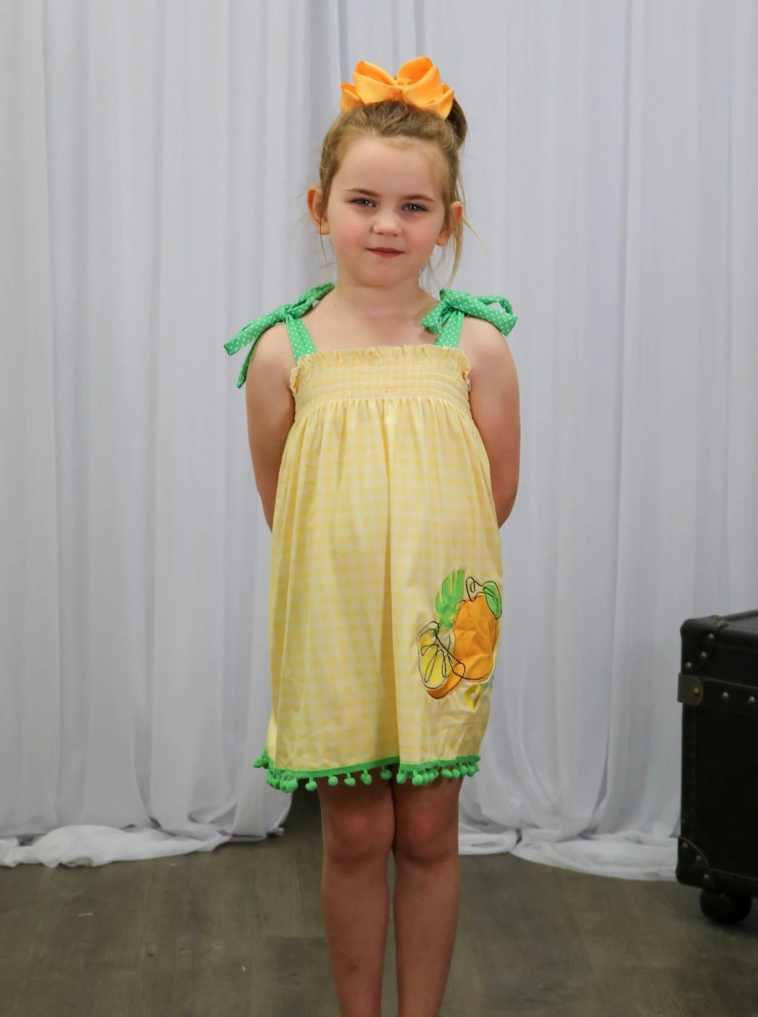 Yellow & Green Lemons Tie Dress - Image 4