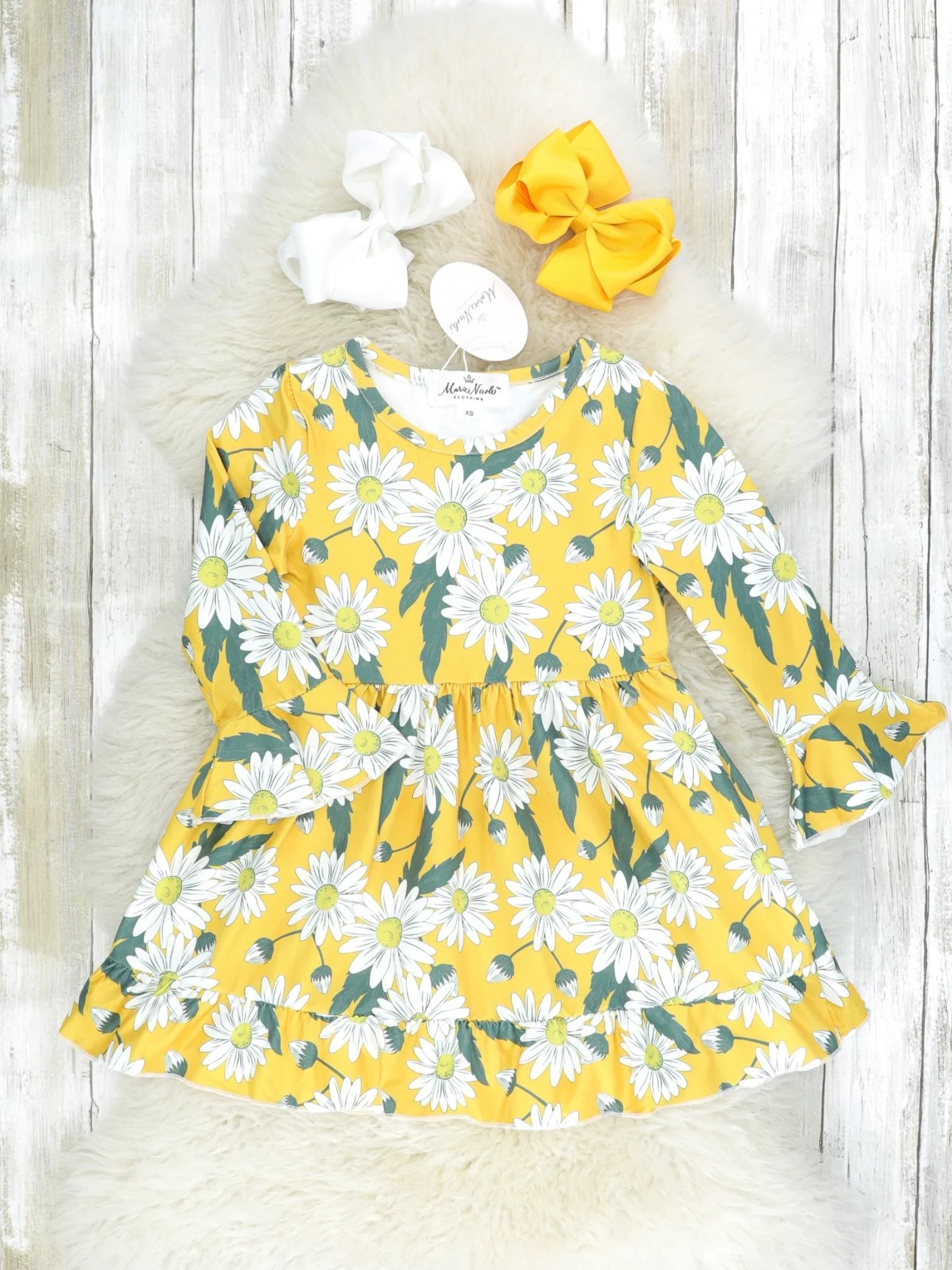 Yellow & Green Ruffle Swing Dress