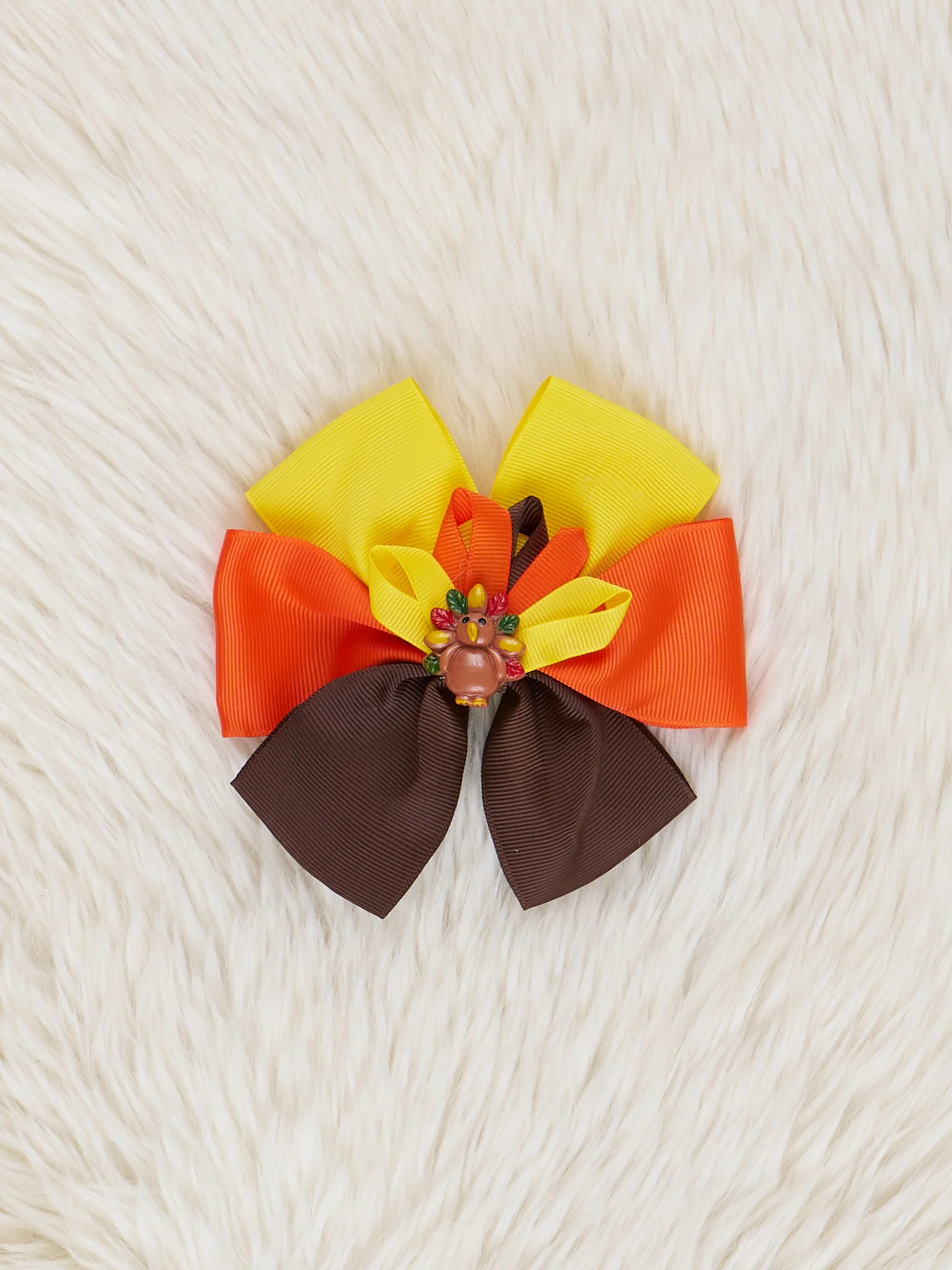Yellow & Orange Turkey Ribbon Bow