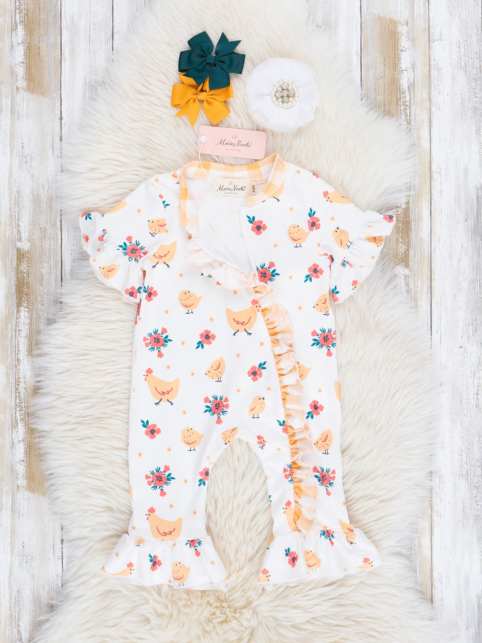 Yellow Pecking Garden Ruffle Romper - Image 2