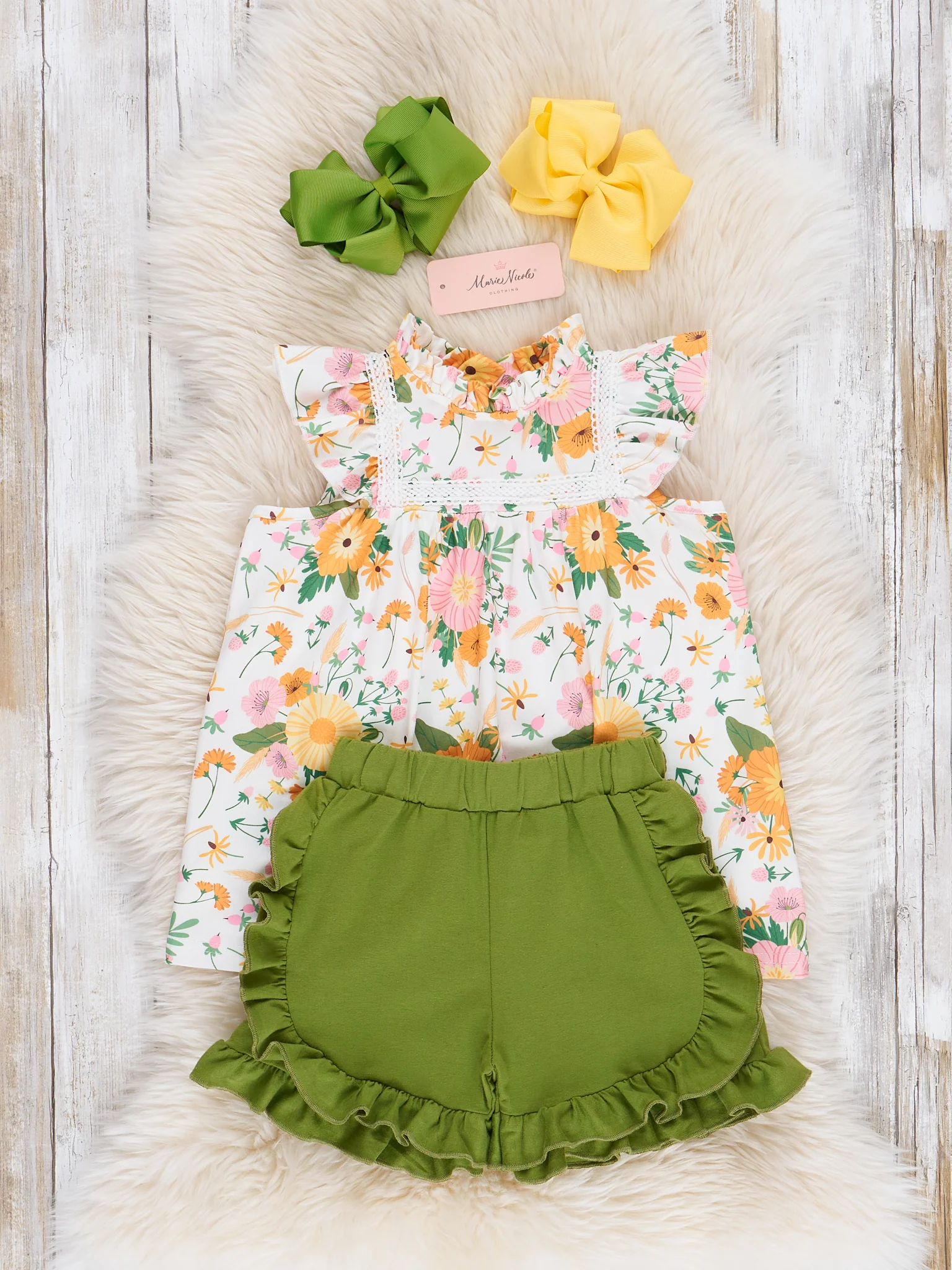 Yellow & Pink Wildflowers Ruffle Outfit - Image 3