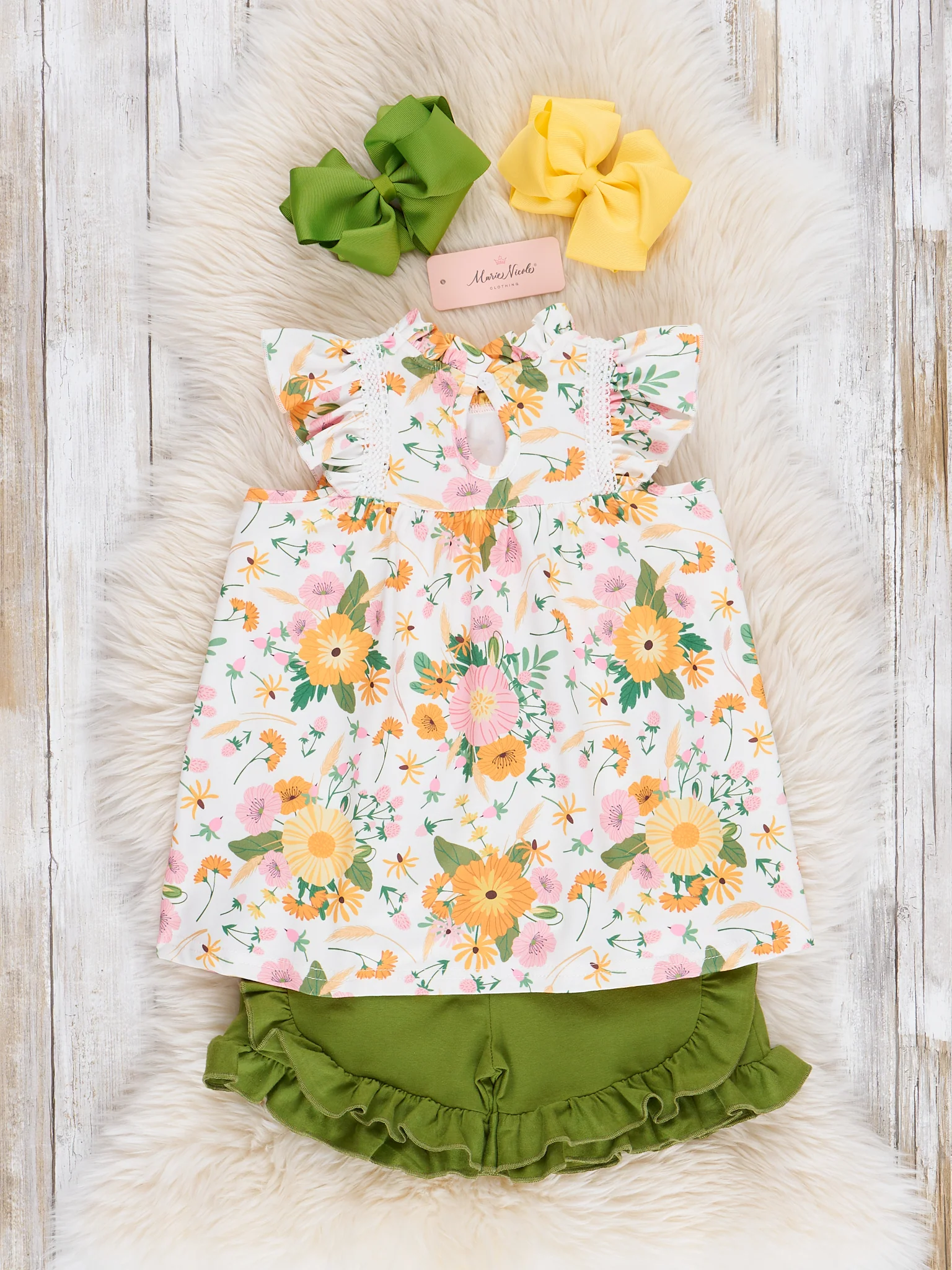 Yellow & Pink Wildflowers Ruffle Outfit - Image 4