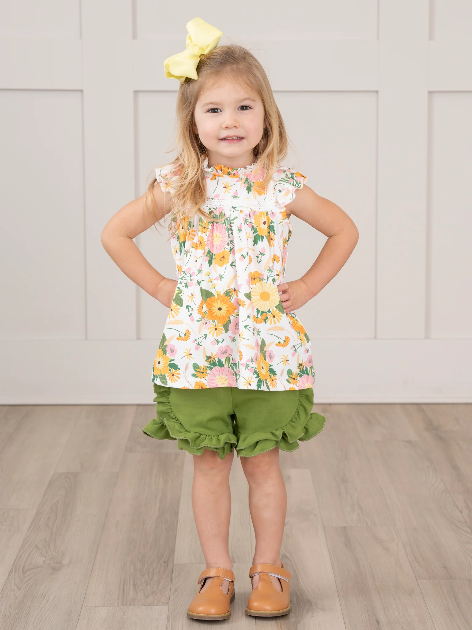 Yellow & Pink Wildflowers Ruffle Outfit - Image 5