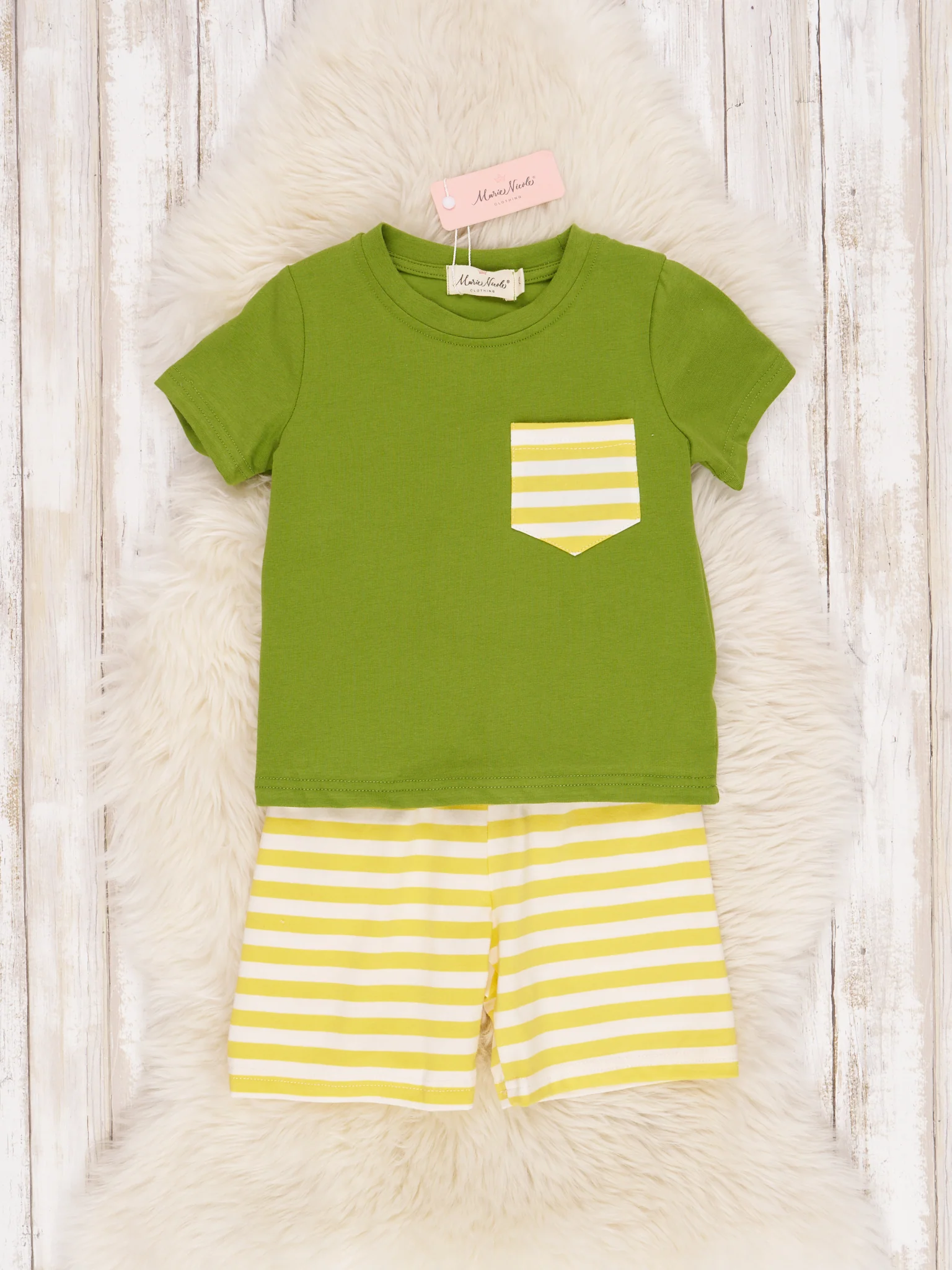 Yellow Striped Pocket Outfit