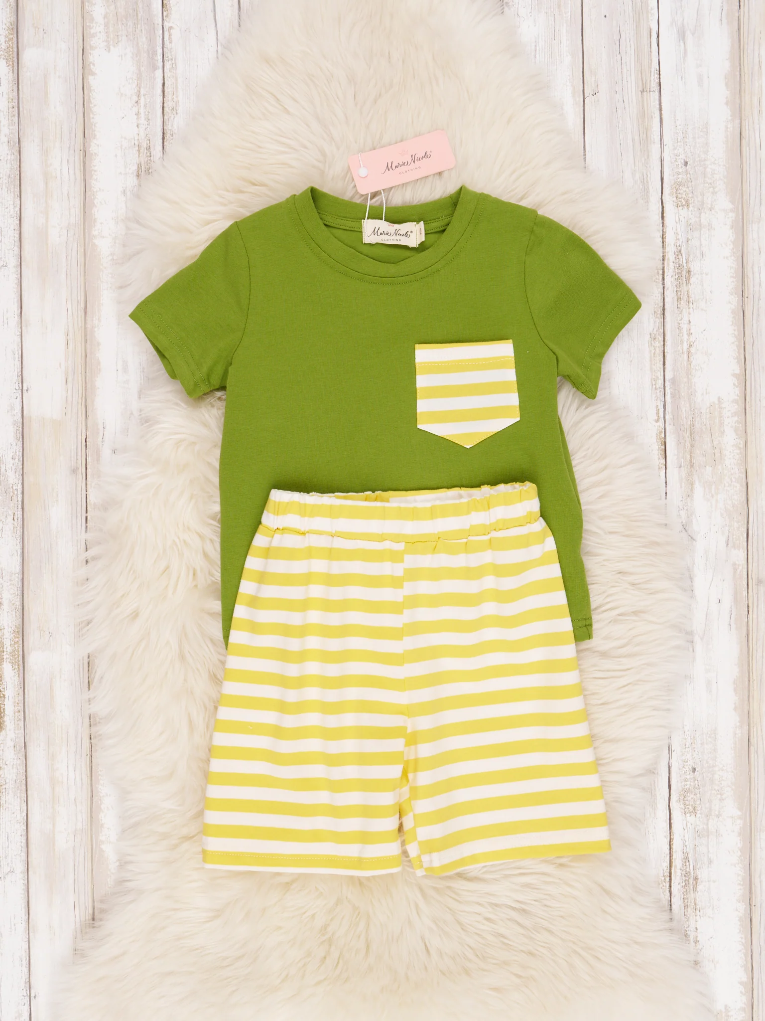 Yellow Striped Pocket Outfit - Image 2
